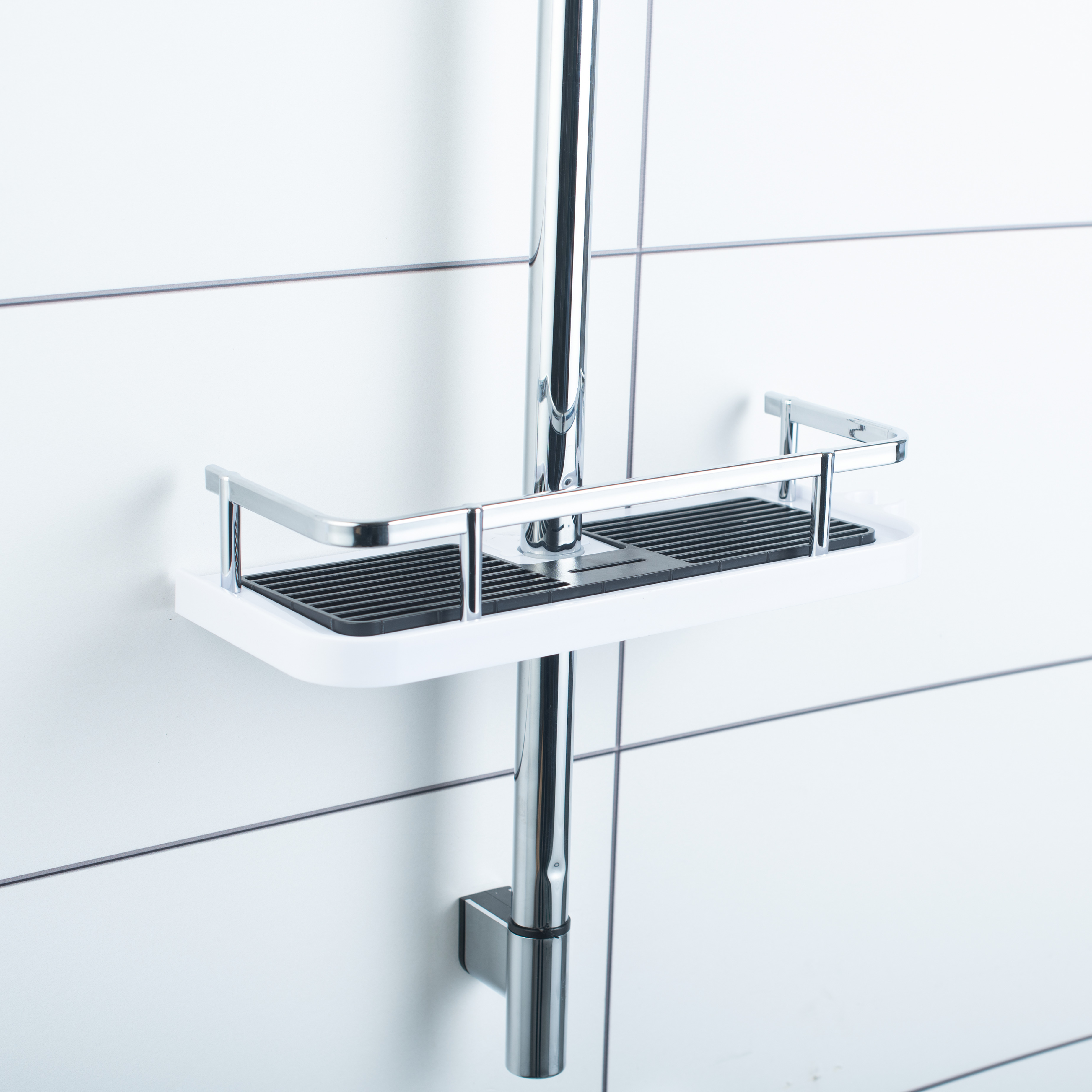 750564-pt2   DUSCHABLAGE MIT RELING WEIß/CHROM