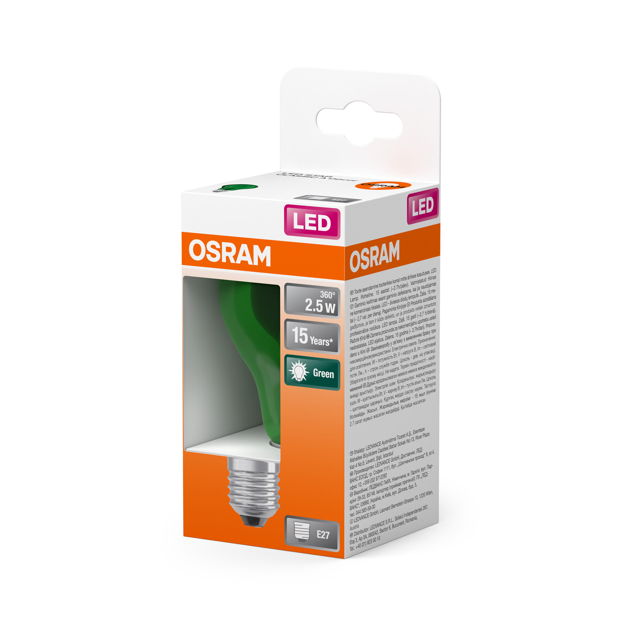 Osram LED Star Classic A 15 Decor, 2.5W, grün Osram LED Star Classic A 15 Decor, 2.5W, grün