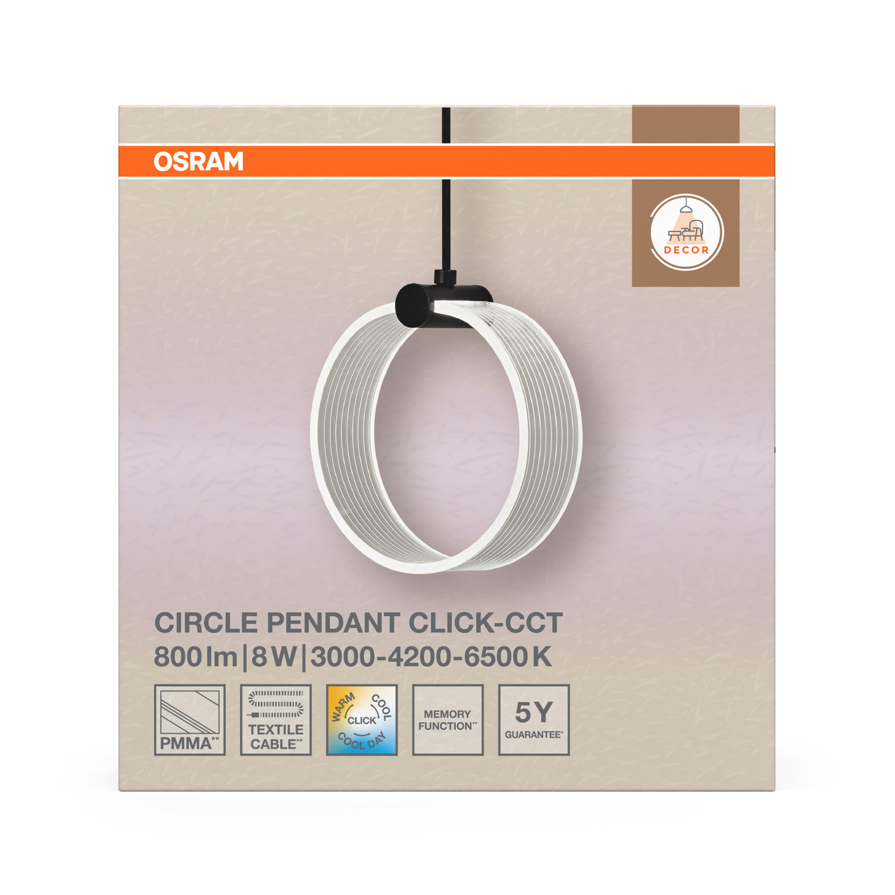 Osram Decor Runde Pendelleuchte, 8W, schwarz