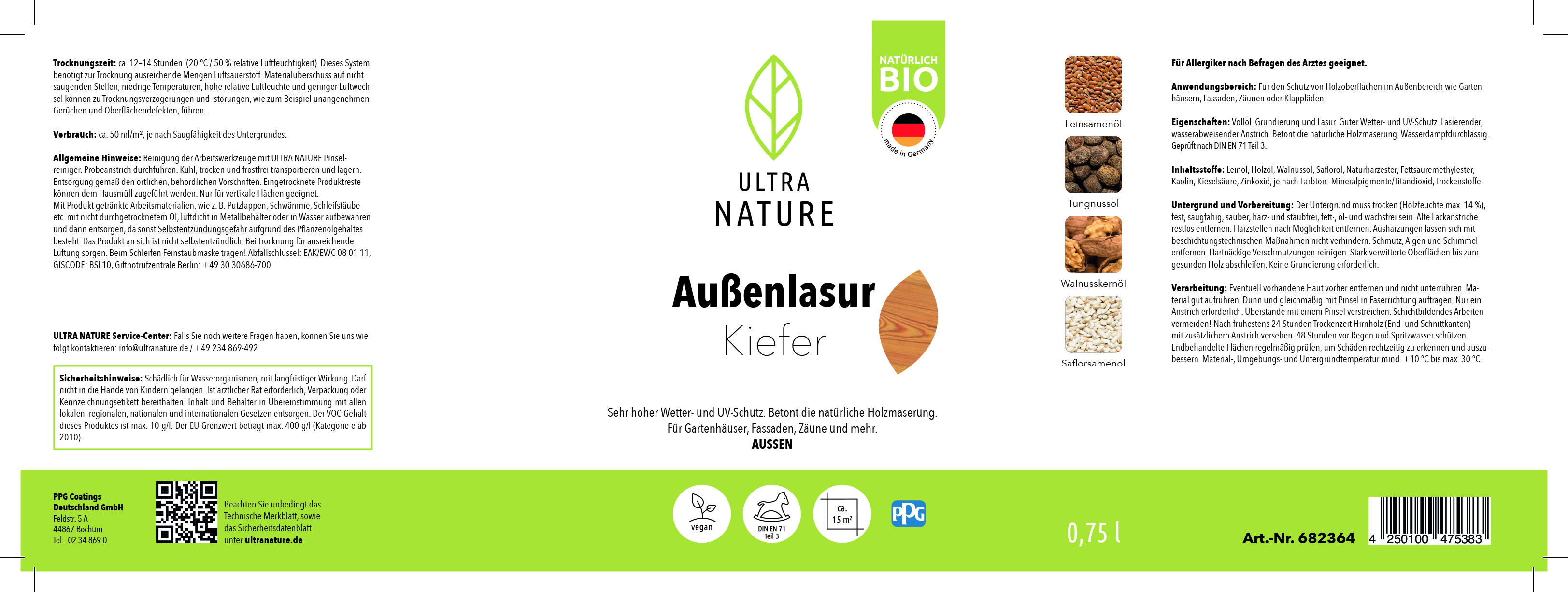 Ultra Nature Außenlasur Kiefer, 0,75 l Ultra Nature Außenlasur Kiefer, 0,75 l