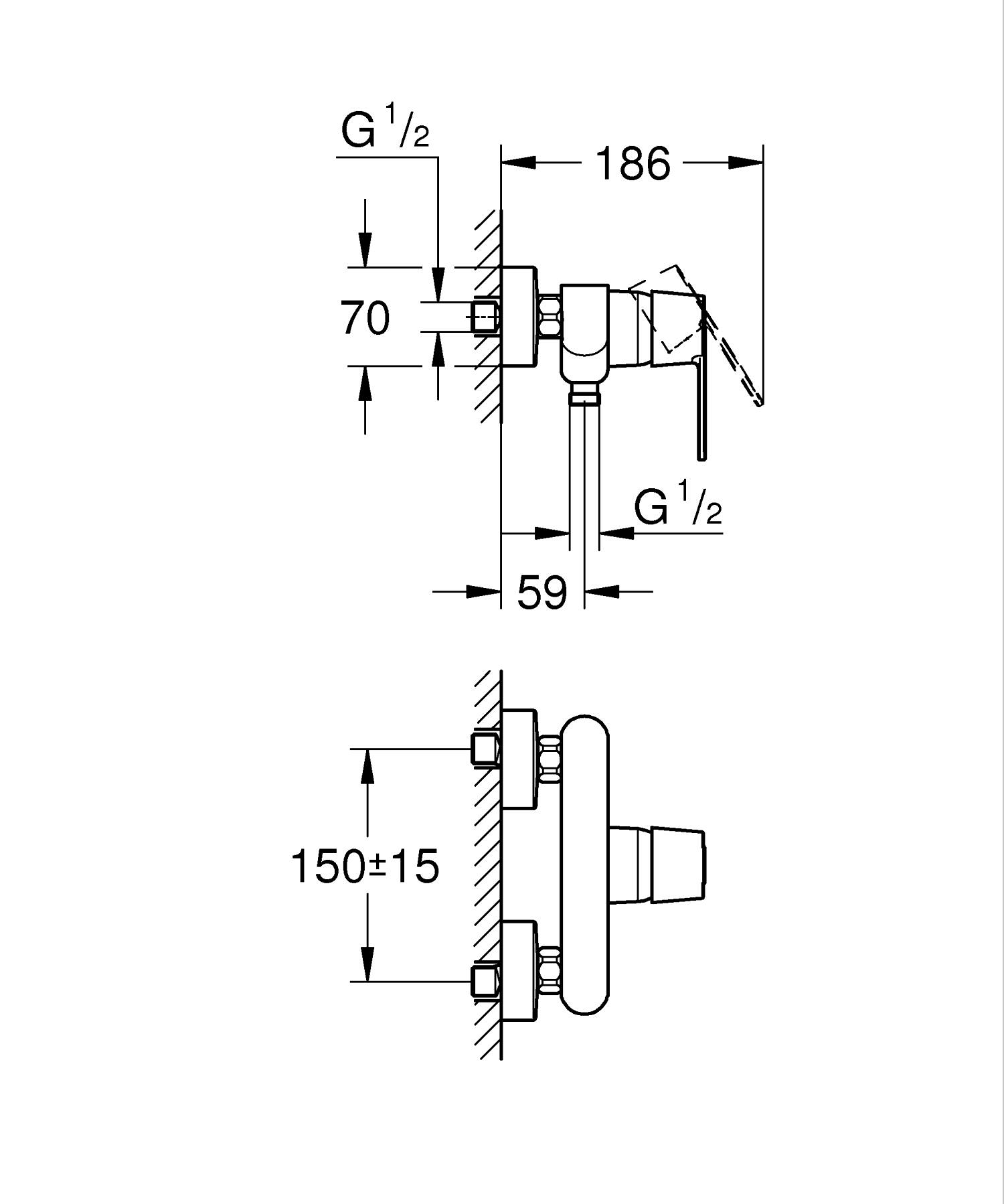 Grohe Get Einhand-Brausebatterie, 1/2" Grohe Get Einhand-Brausebatterie, 1/2"