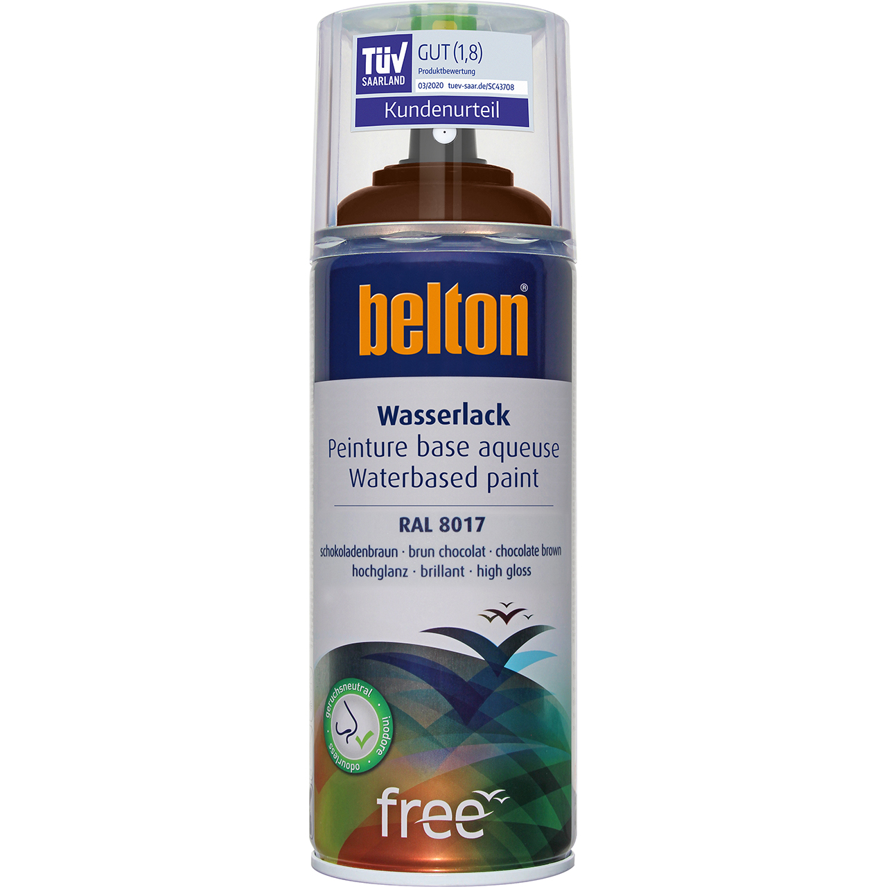 belton free Wasserlack schokobraun hochglänzend, 400ml