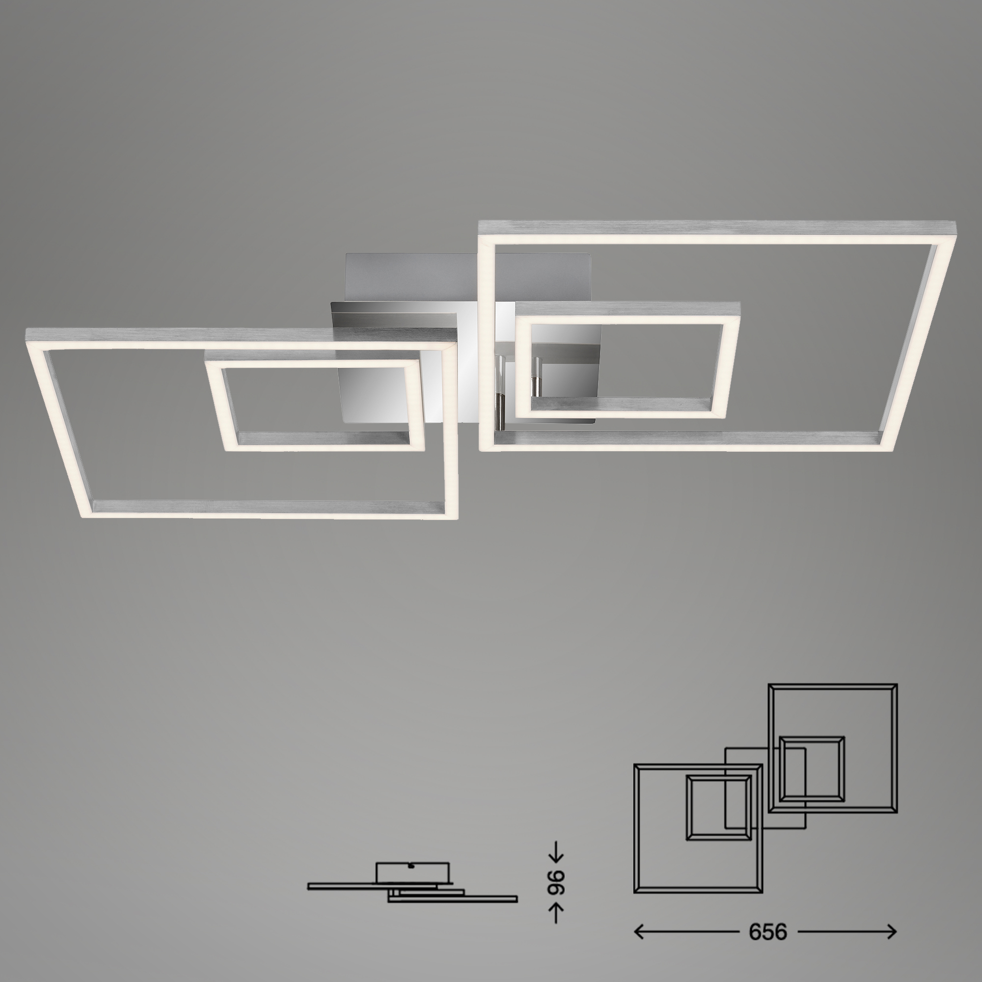 170891-5 BRILONER DECKENLEUCHTE 43,8W FRAMES 4 QUADRATE DREHBAR CHROM-ALU