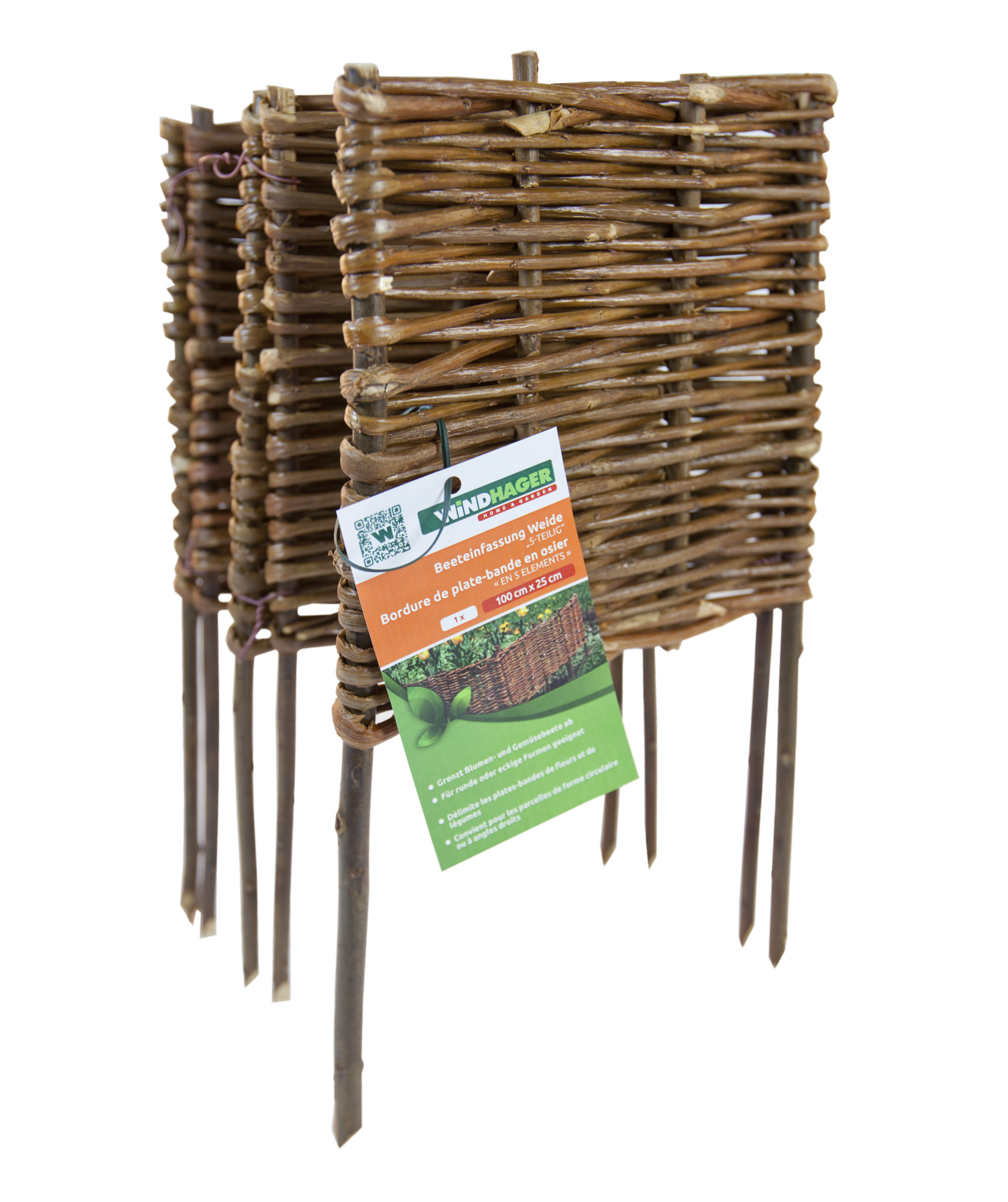 Windhager Beeteinfassung Weide, 5-teilig, 100 x 20/35 cm