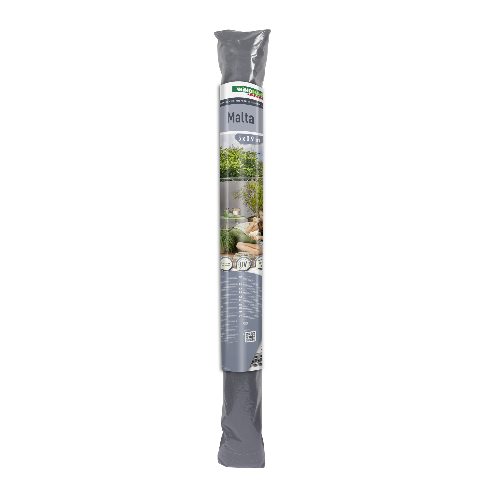 Windhager Balkonblende Malta 0,9 x 5 m, hellgrau, Rolle