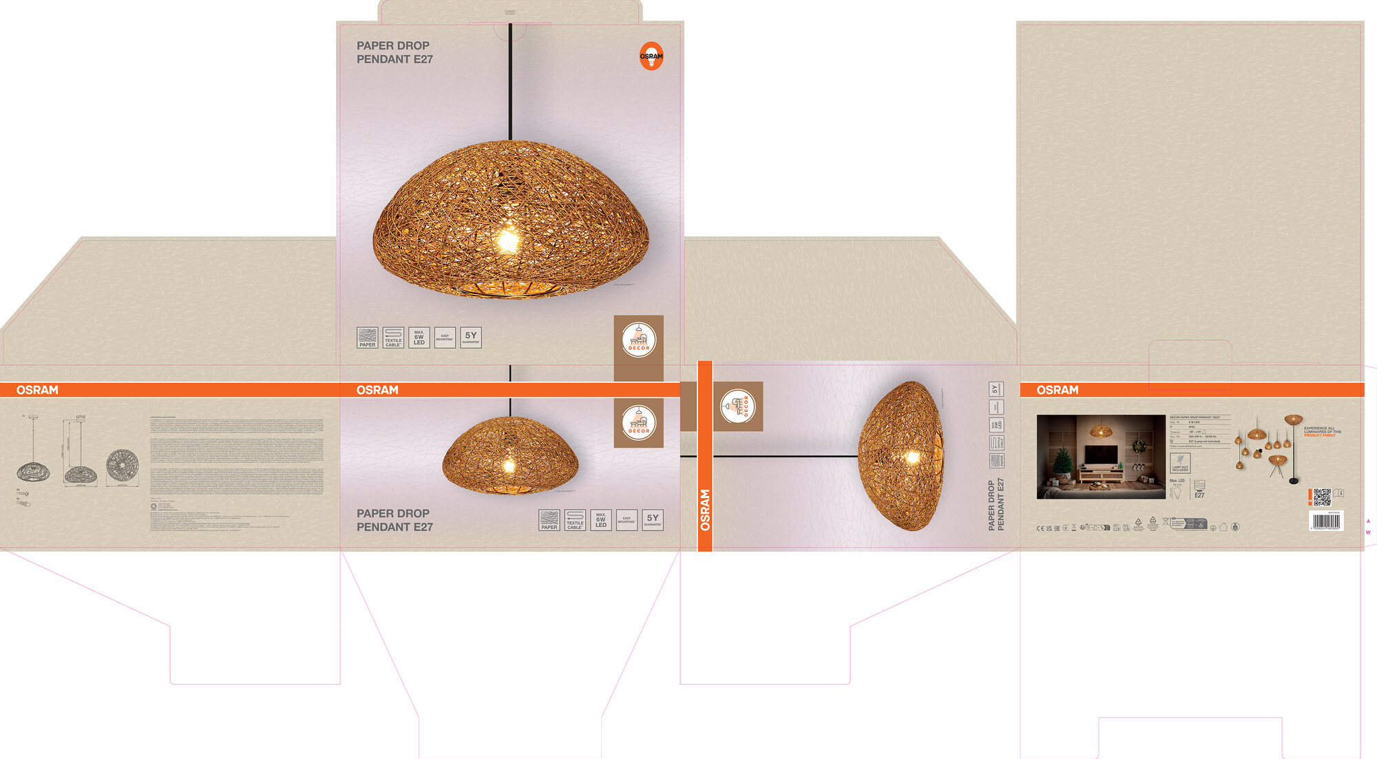 Osram Decor Pendelleuchte Pendant, 1xE27, schwarz