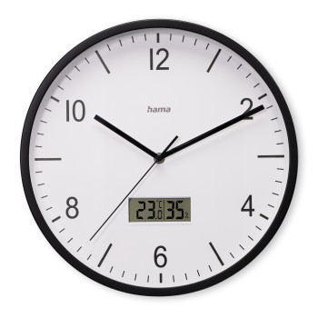 Hama Funkwanduhr "Lanzarote", m. Thermometer/Hygrometer, Ø 35cm, ohne Ticken, SW Hama Funkwanduhr "Lanzarote", m. Thermometer/Hygrometer, Ø 35cm, ohne Ticken, SW