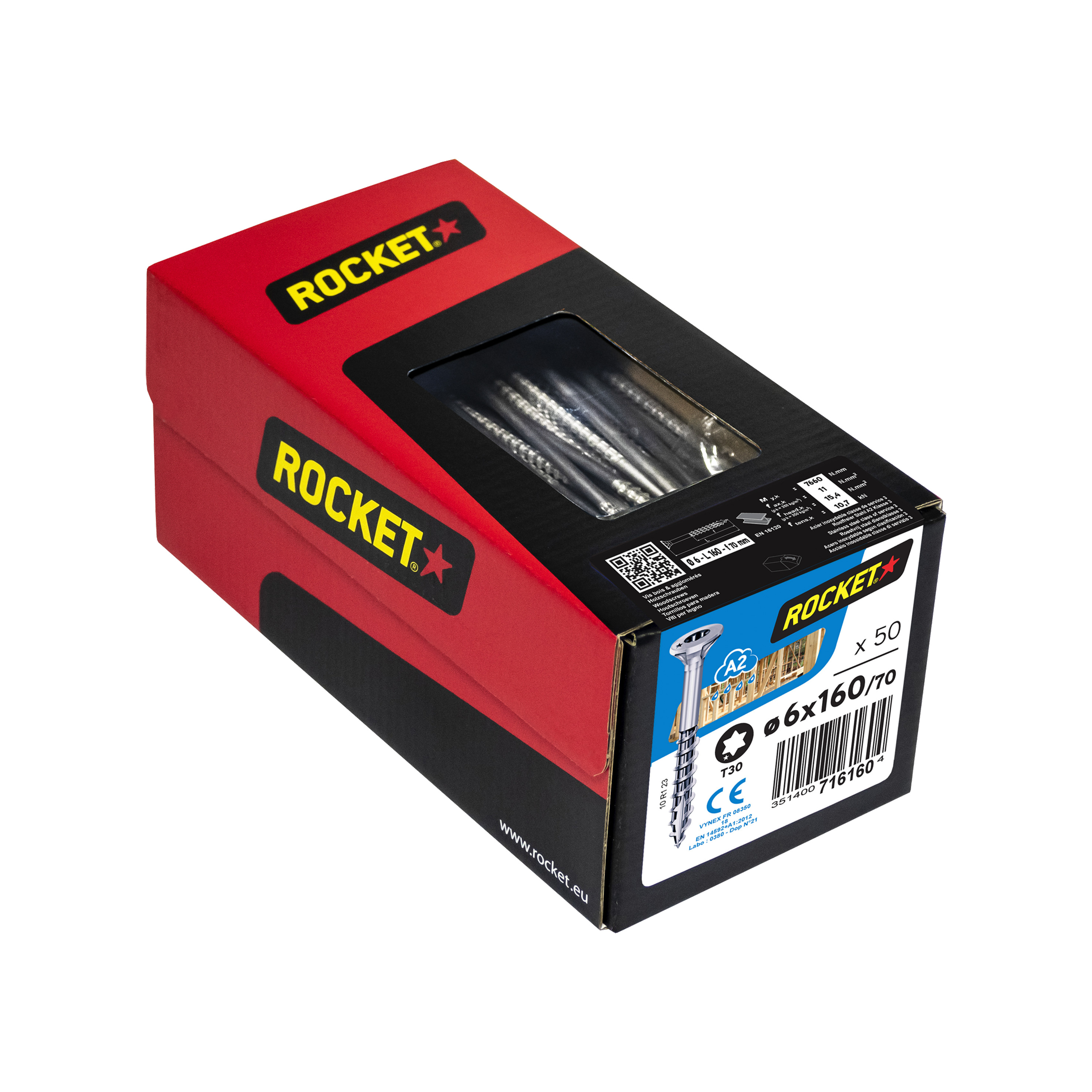 Rocket Seko 6,0 x 160 mm, A2 T30 TG Rocket Seko 6,0 x 160 mm, A2 T30 TG
