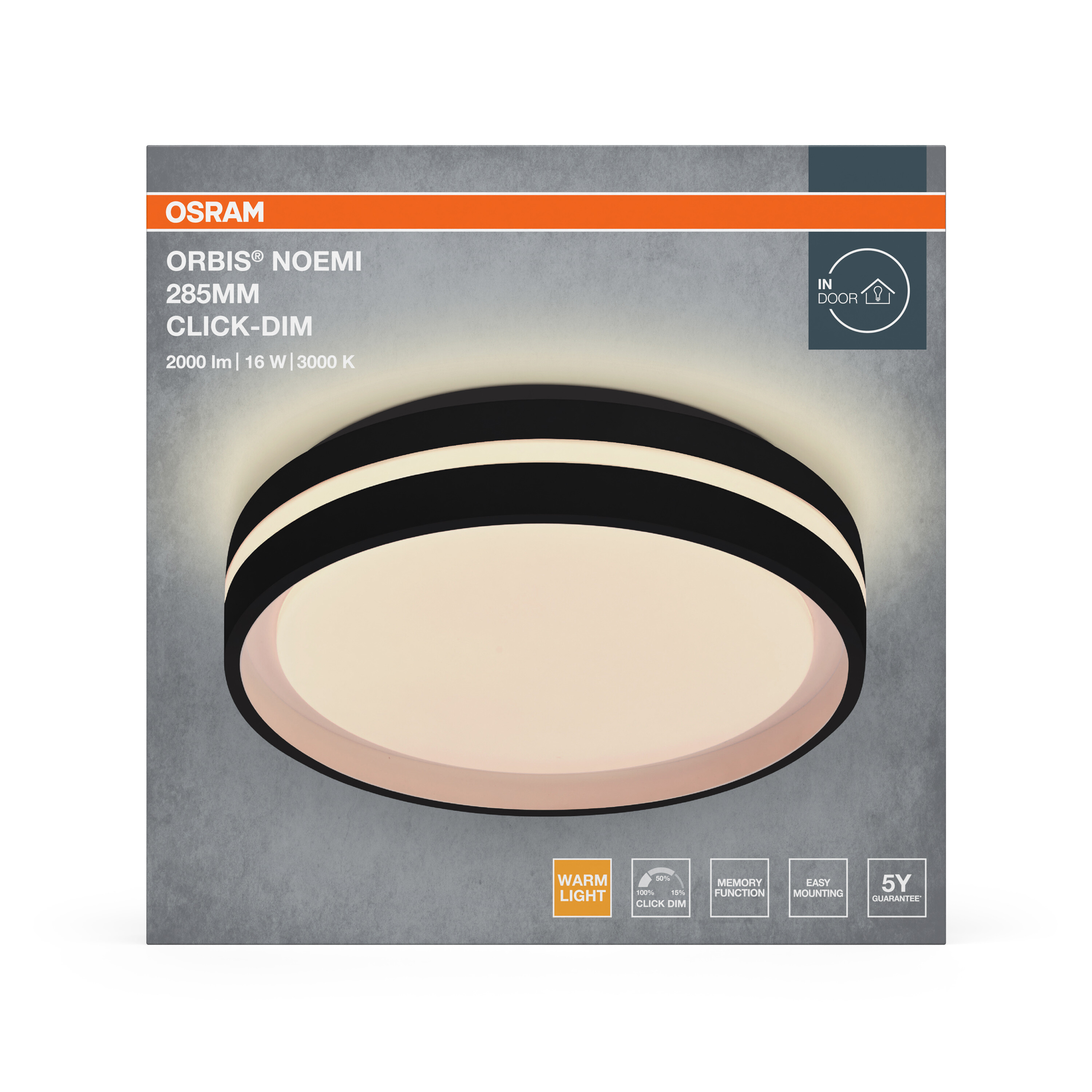 Osram Led Deckenleuchte "Orbis Noemi", 285 mm, 16W, 830, schwarz