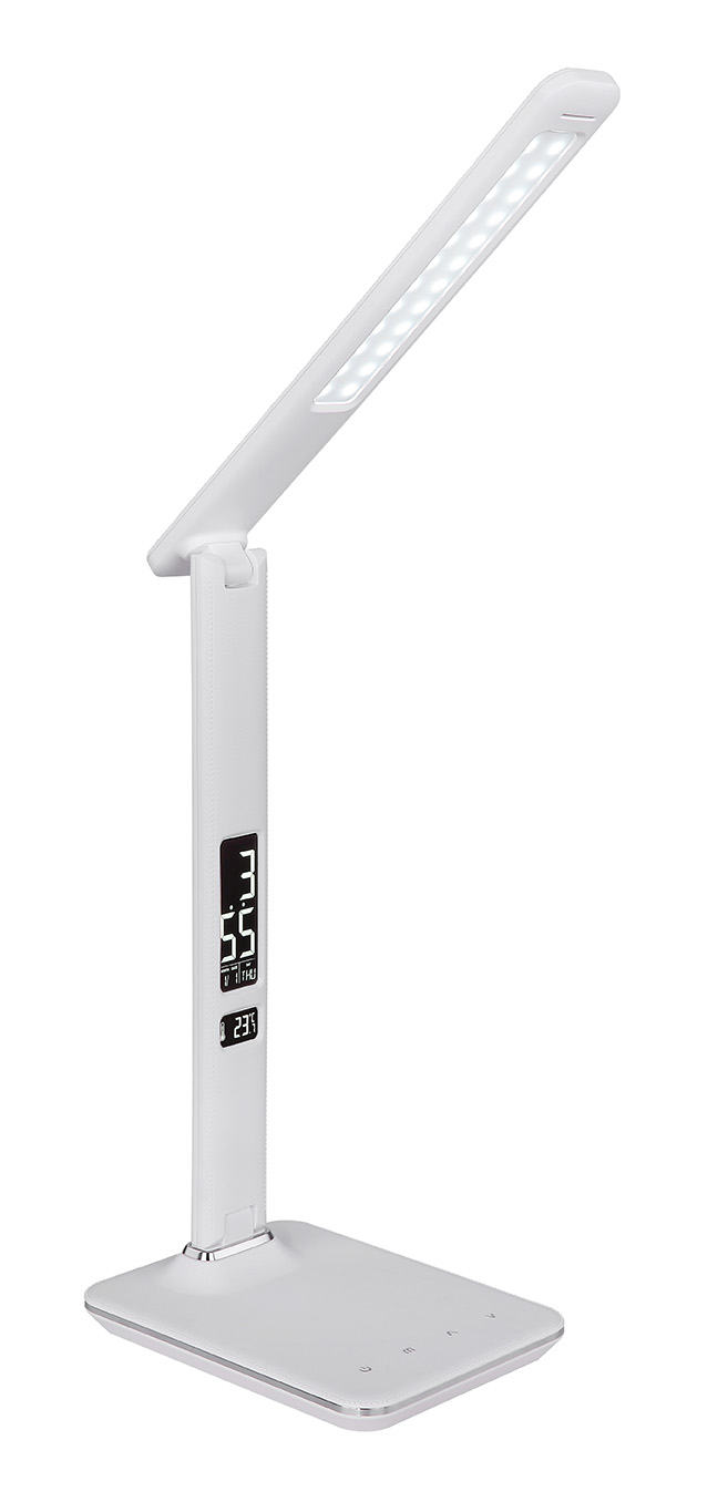 GLOBO TISCHLEUCHTE 7W WEISS  LEDER TOUCHDIMMER ANZEIGE
