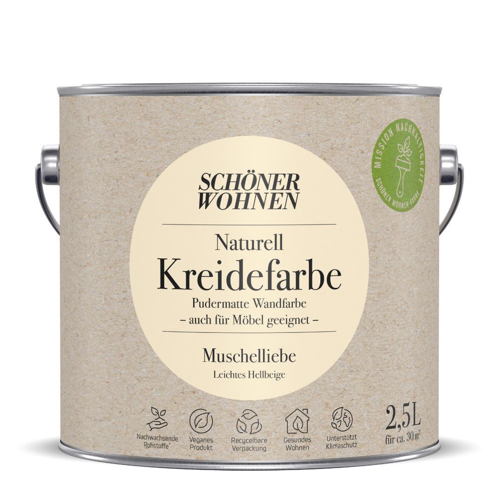 Schöner Wohnen Naturell Kreidefarbe, muschelliebe, 2,5L Schöner Wohnen Naturell Kreidefarbe, muschelliebe, 2,5L