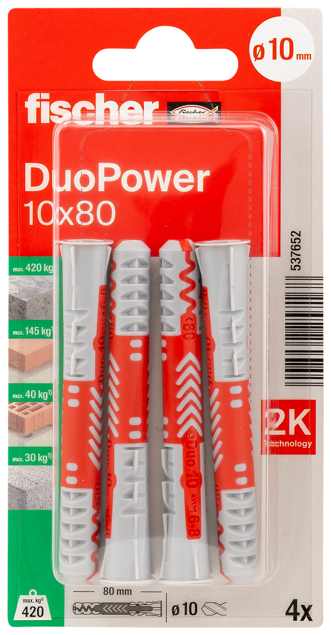 fischer DuoPower Universaldübel 10 x 80 K (4) fischer DuoPower Universaldübel 10 x 80 K (4)