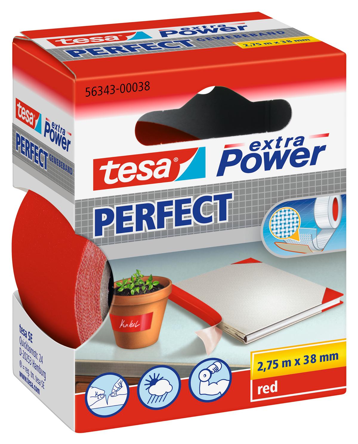 tesa_nart-563430003803_LI400_left tesa extra Power Perfect Gewebeband, rot, 2,75 m