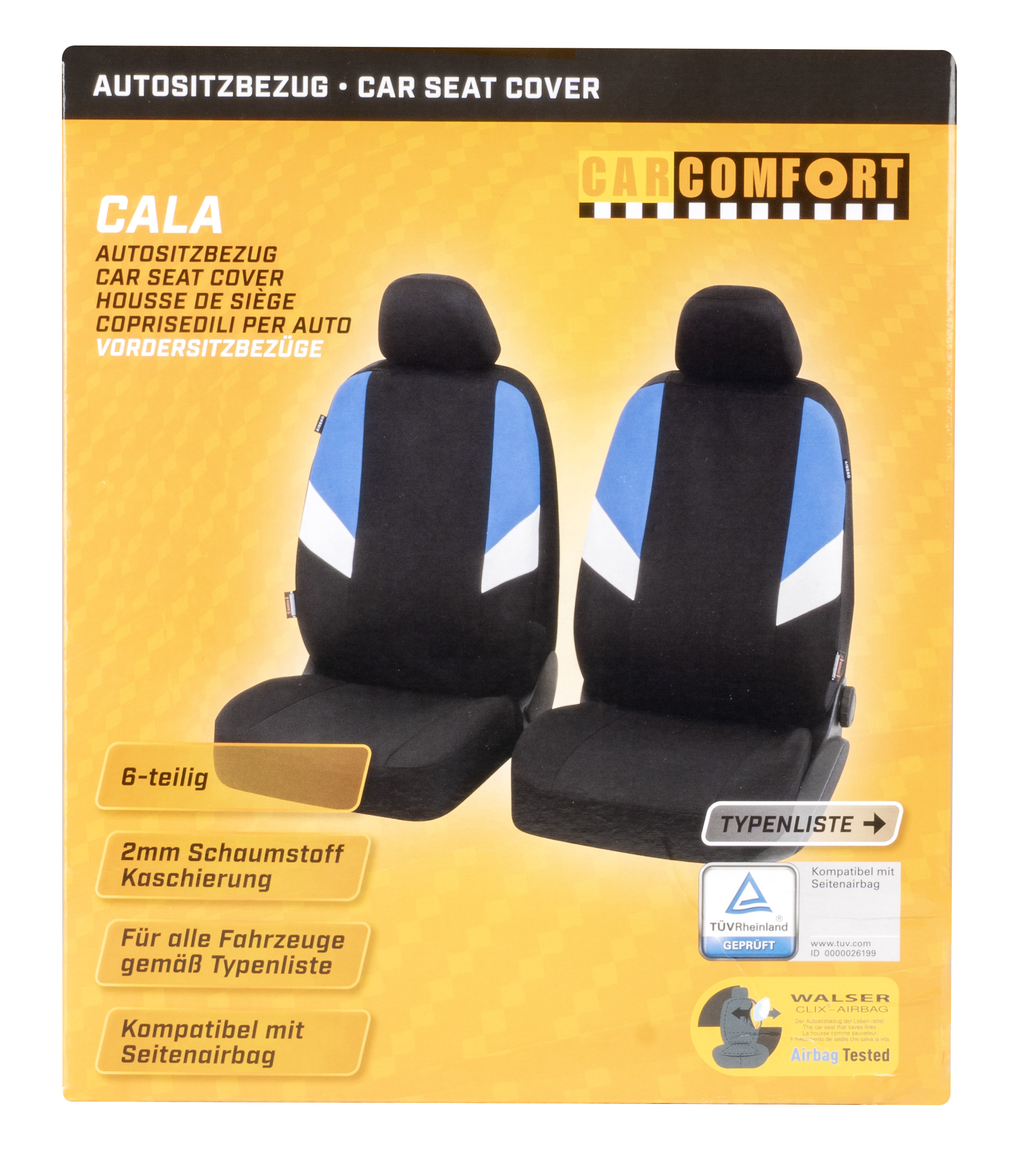CarComfort Autositzbezug Cala, schwarz/blau, 2VS 2-teilig, 2NS