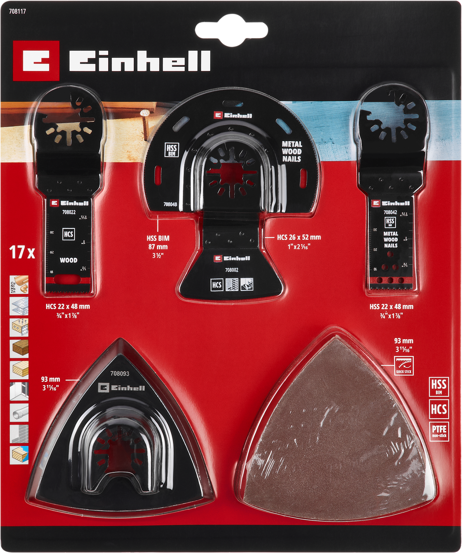 Einhell Universal-Multitool-Set mit Universalaufnahme, 17-tlg.