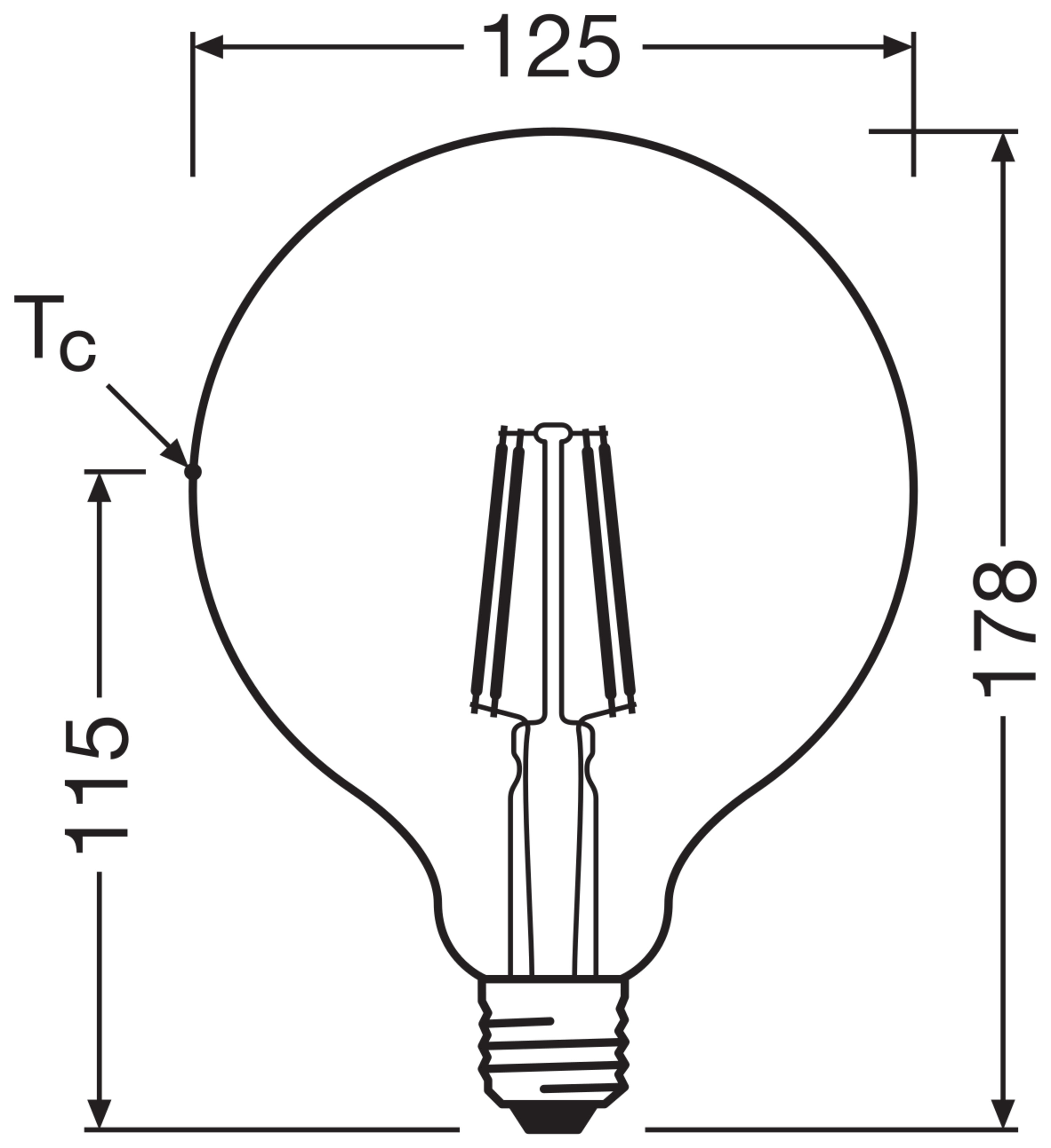 Osram LED Lampe Ballform, E27, warmweiß, klares Glas