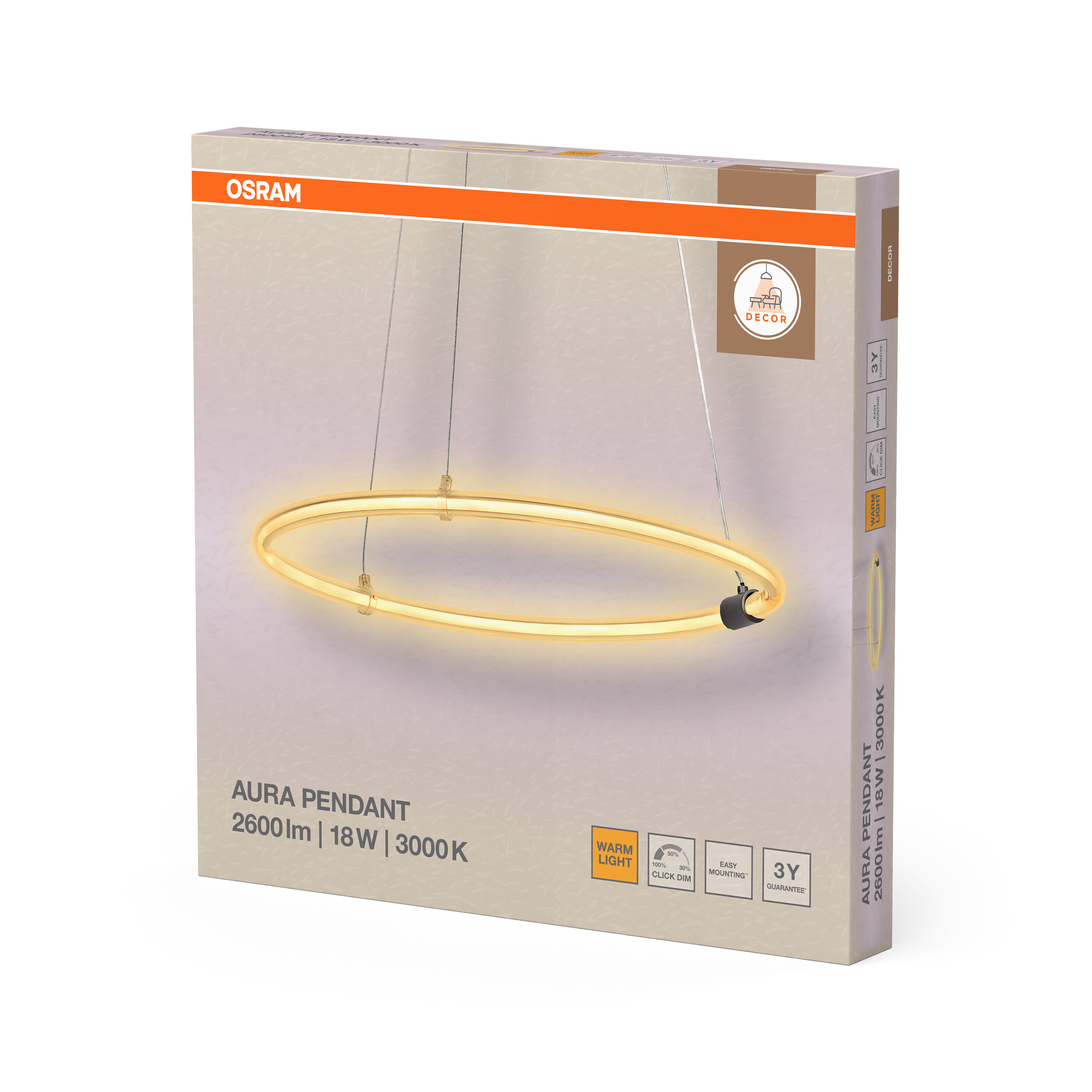 Osram Decor Pendelleuchte Aura, 18W, 3000K