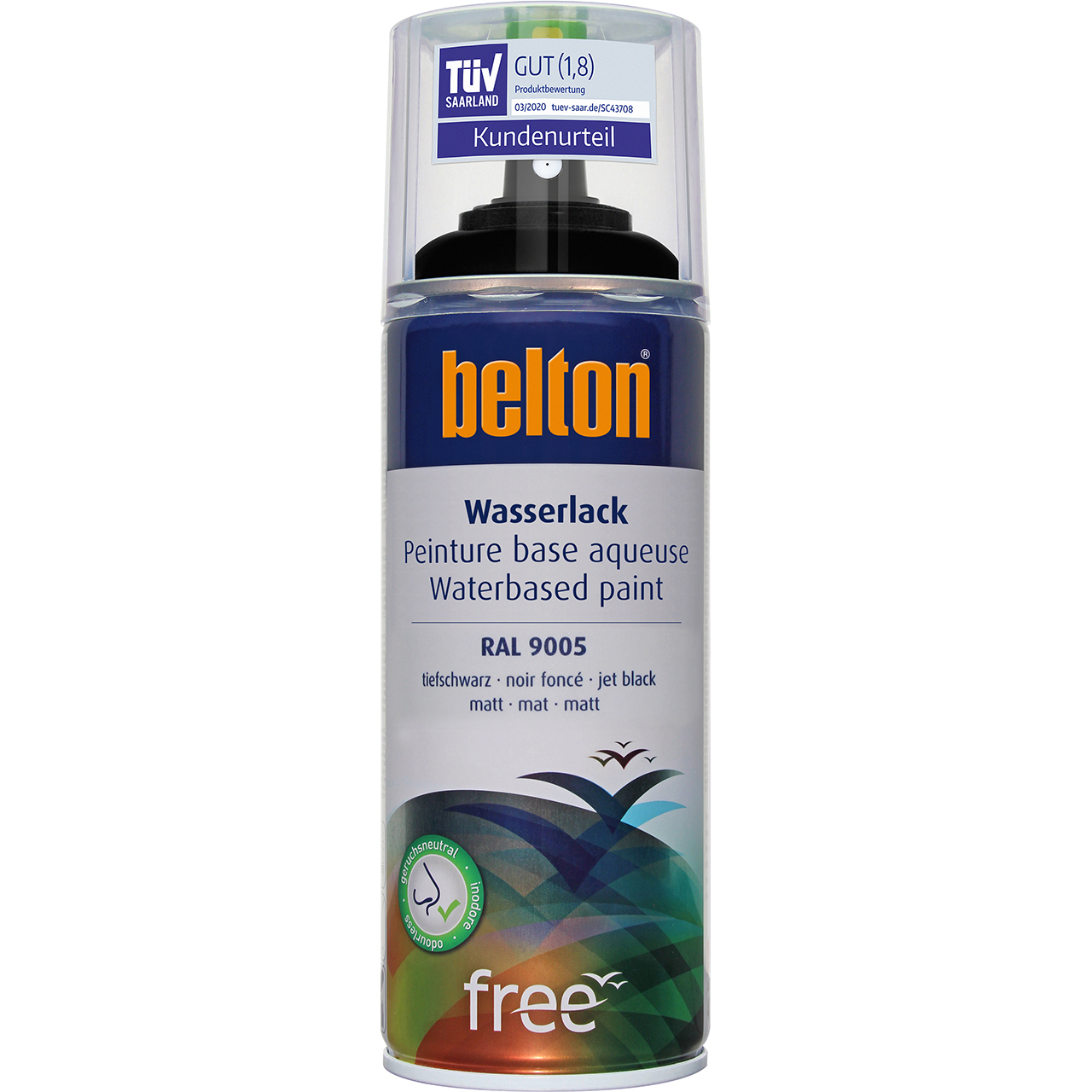 belton free Wasserlack tiefschwarz seidenglänzend, 400ml