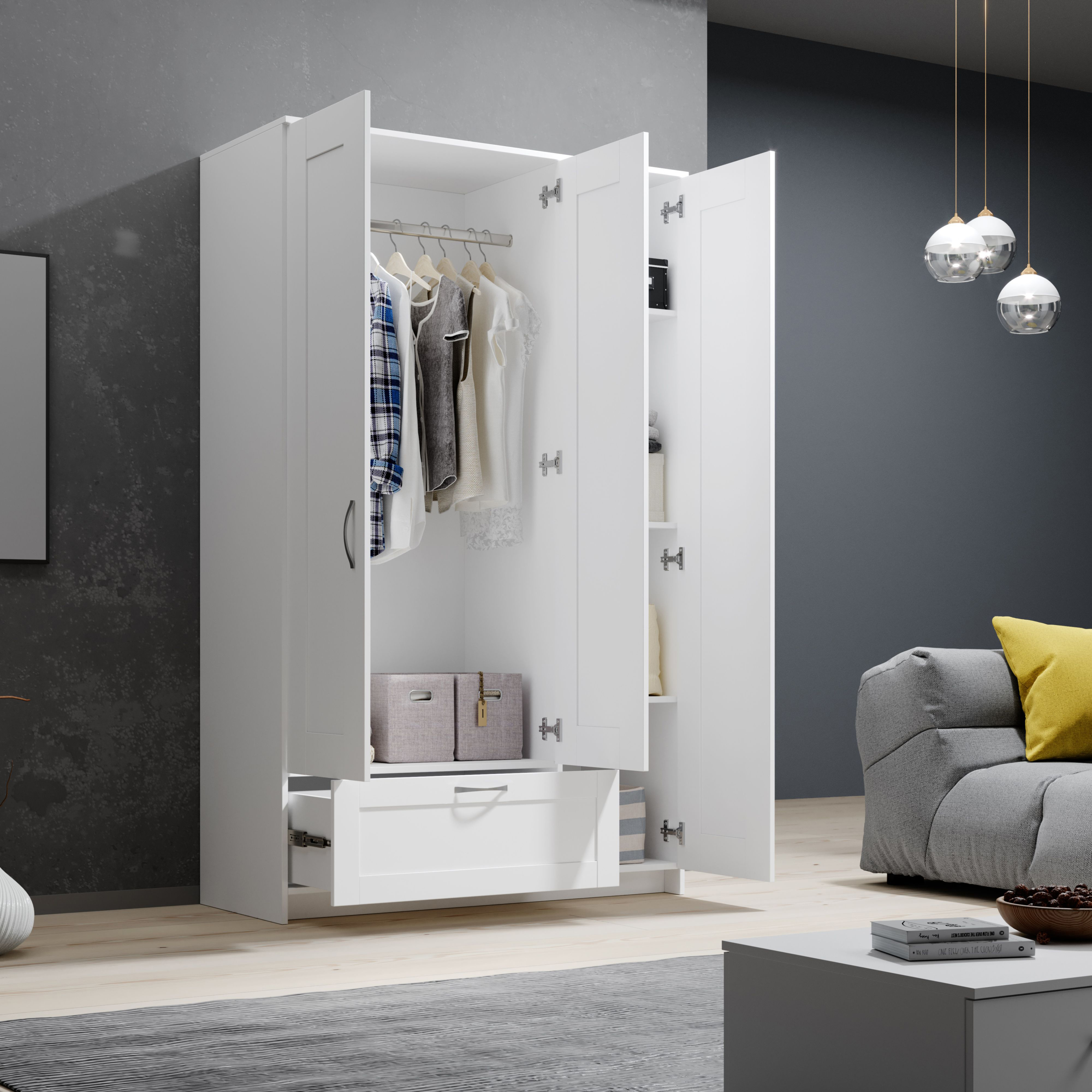 Pol-Power Kleiderschrank Lepini, weiß