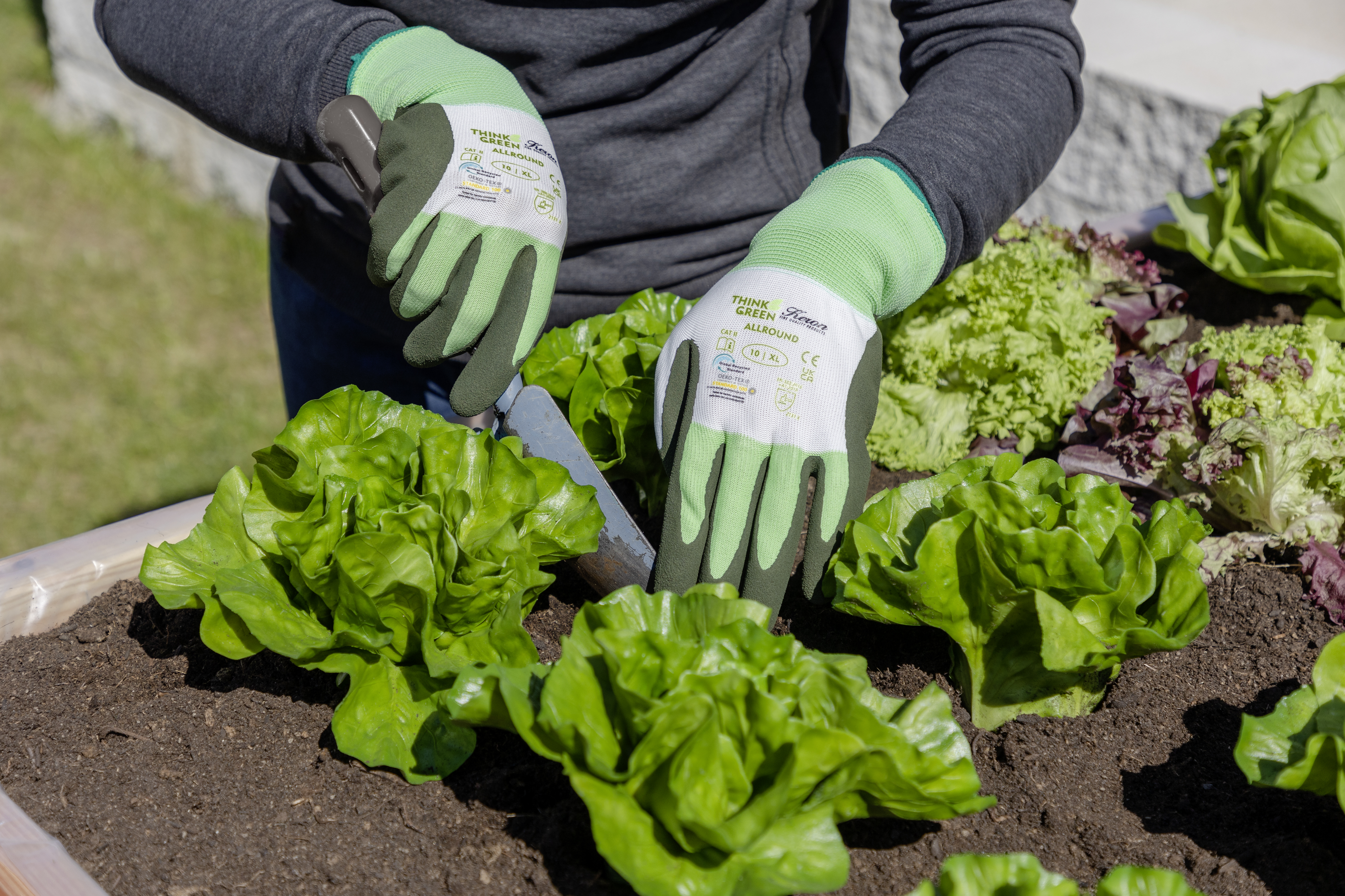 Keron Handschuh Allround recycled grün-weiß, Latexschaum Gr. 7/S