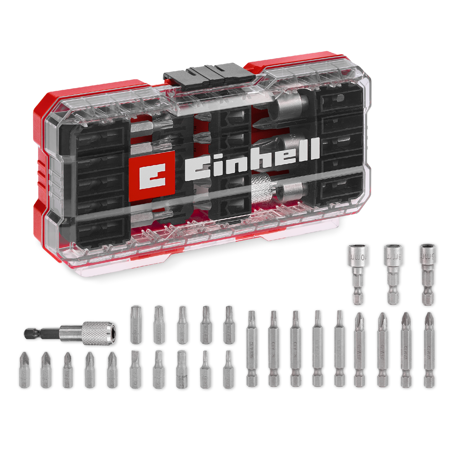 Einhell Bit- und Steckschlüssel-Set aus CrV-Stahl, S-CASE, 28-tlg. Einhell Bit- und Steckschlüssel-Set aus CrV-Stahl, S-CASE, 28-tlg.