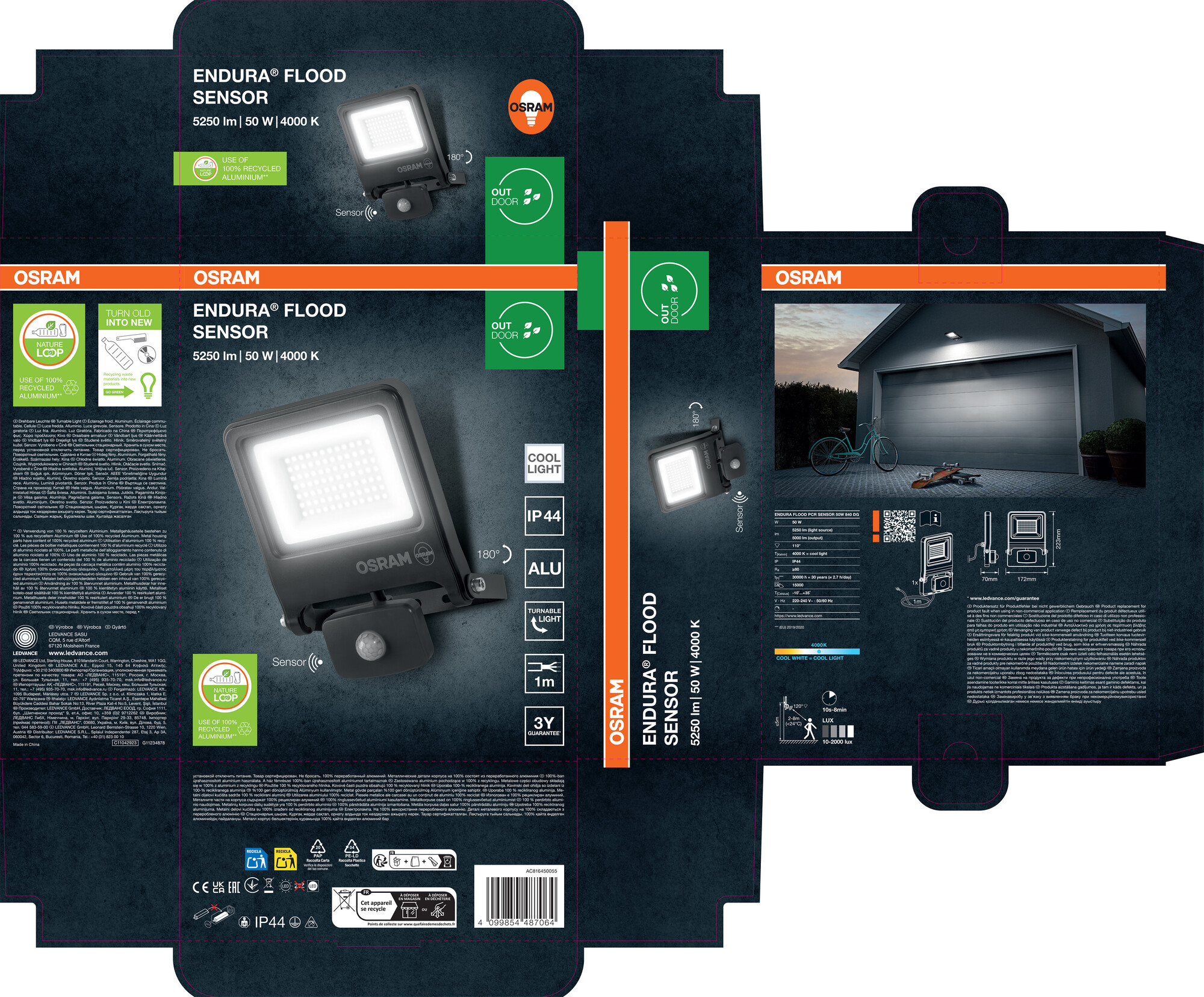 Osram LED Fluter mit Sensor, 10W, Kaltweiß