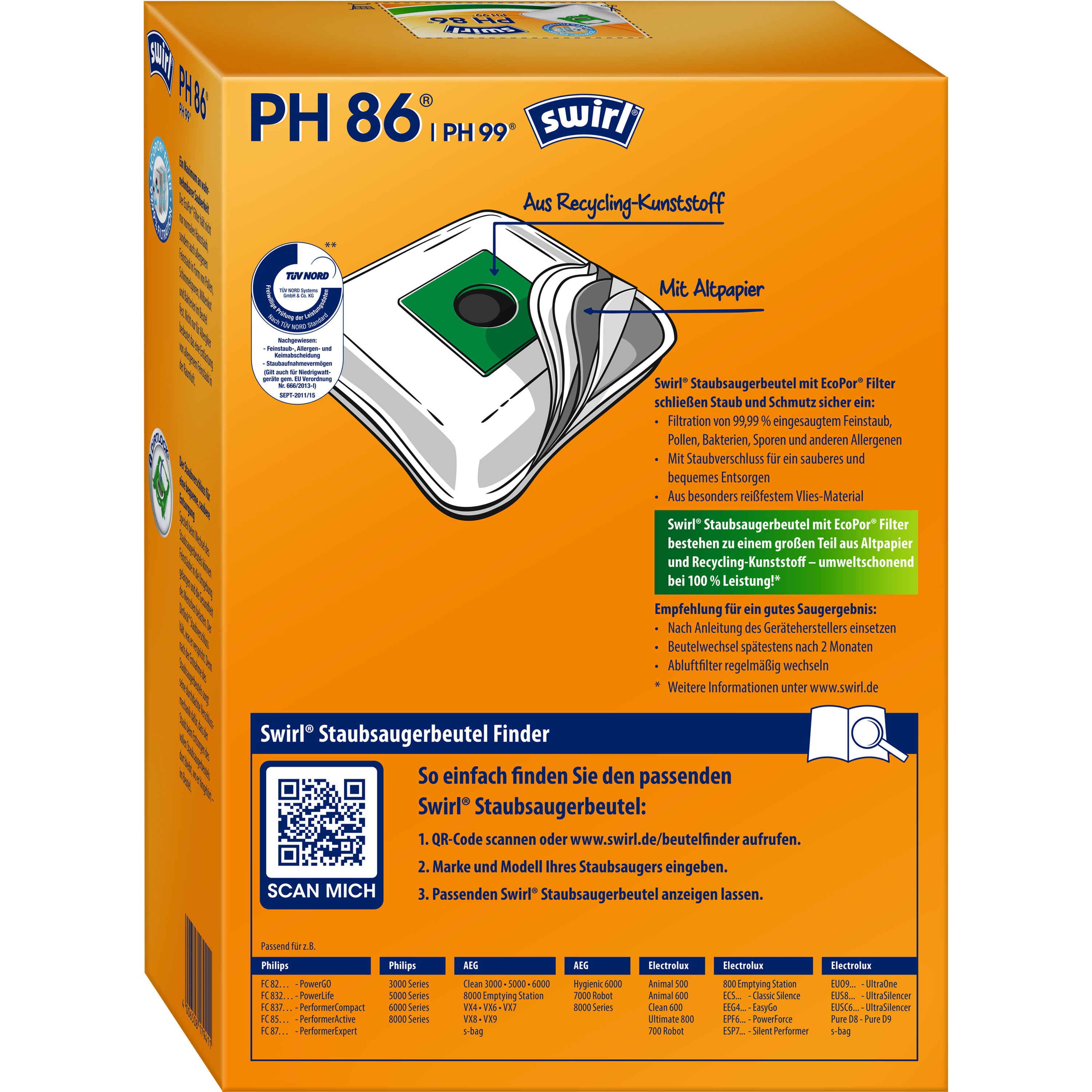 Swirl® PH 86®/PH 99® EcoPor® Staubsaugerbeutel Swirl® PH 86®/PH 99® EcoPor® Staubsaugerbeutel