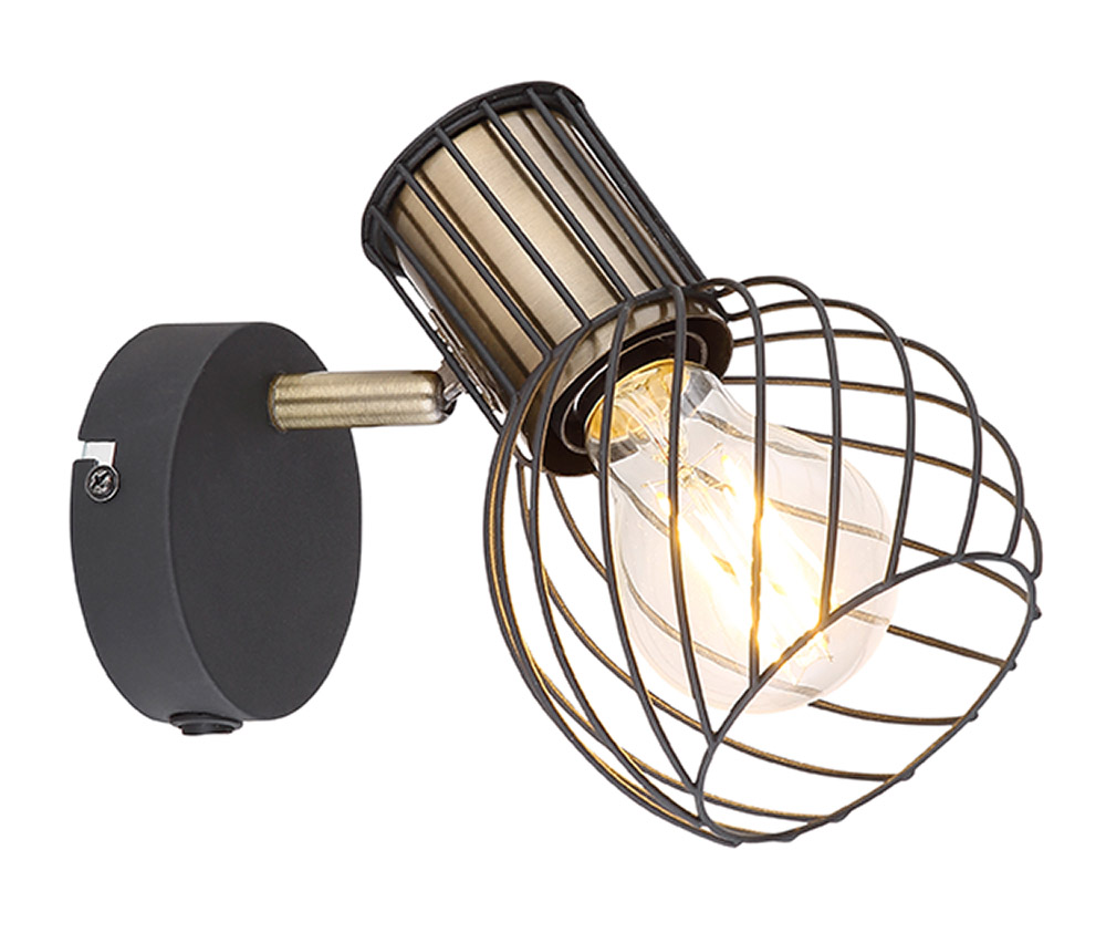 779557 Globo Spotlight Strahler aus Metallgitter schwarz