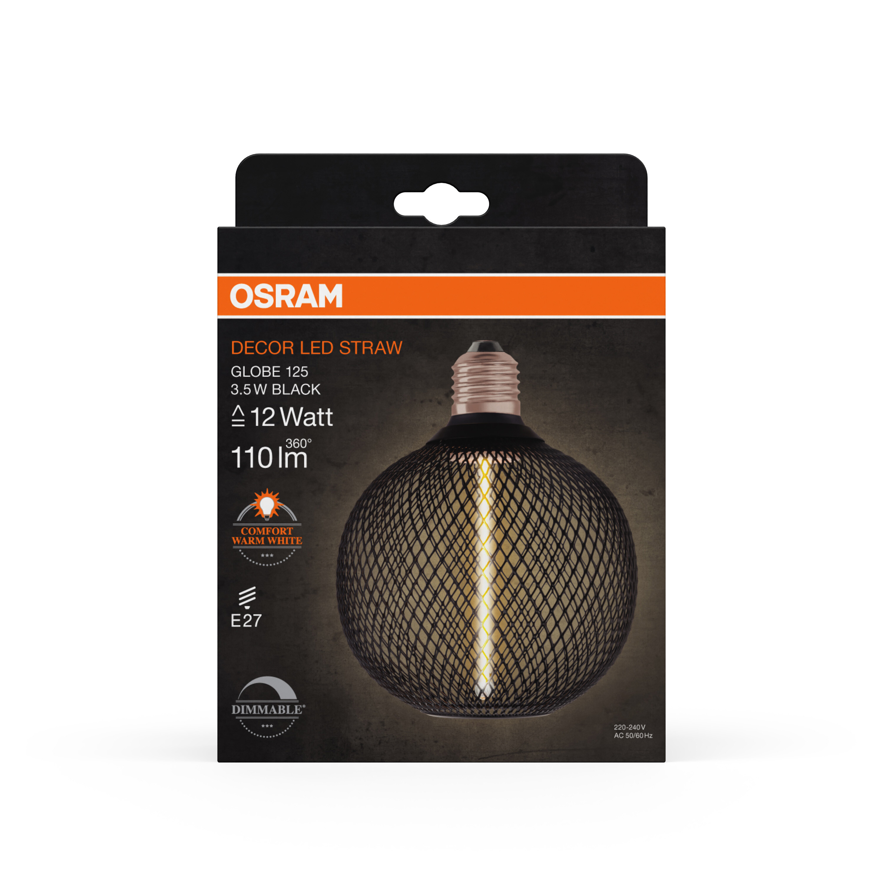 Osram LED Leuchte Globe, schwarz, warmweiß, E27