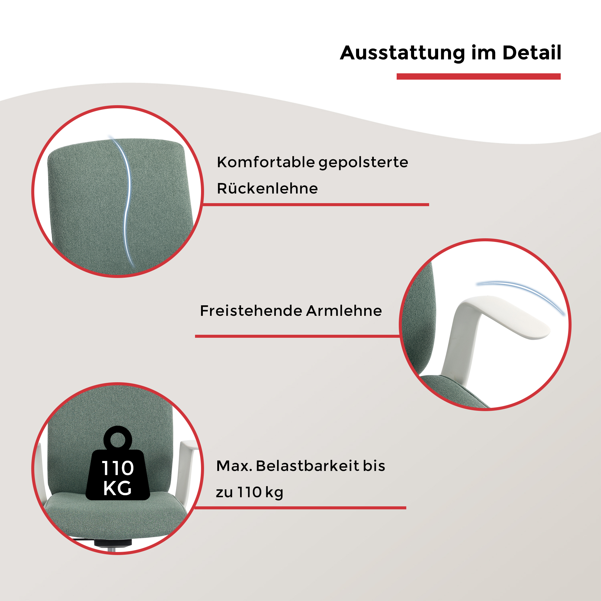 Duo Collection Drehstuhl Floris, grün/weiß