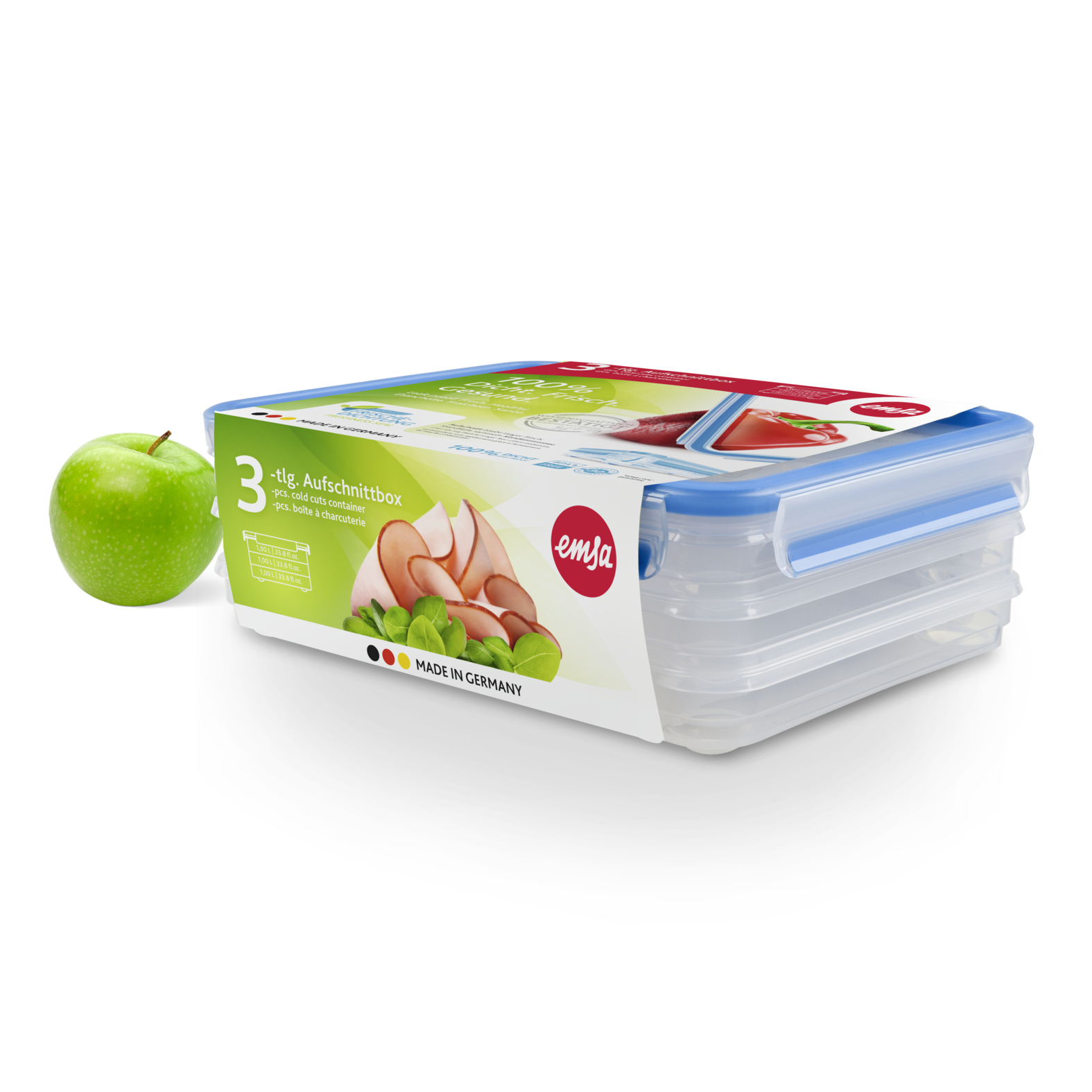 EMSA Clip & Close Aufschnittboxsystem-Set, 3 x 1 L, rechteckig EMSA Clip & Close Aufschnittboxsystem-Set, 3 x 1 L, rechteckig