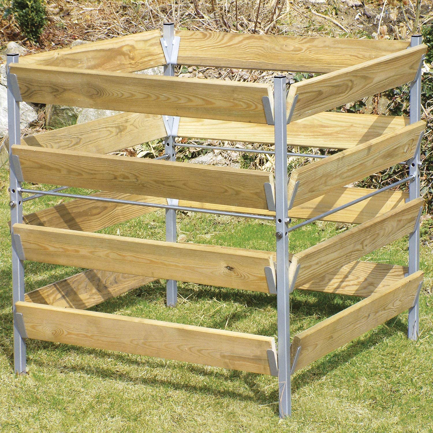 99160-Komposter-Holu-Metall-Anwendung Bellissa Holz/Metall-Komposter, 90x90x90cm