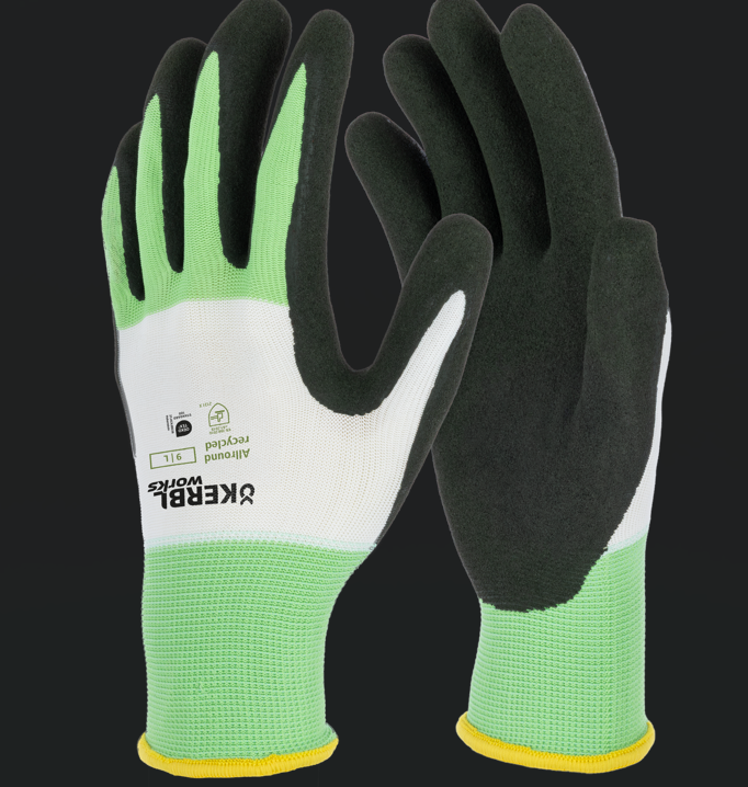 Keron Handschuh Allround recycled grün-weiß Latexschaum Gr 10/XL