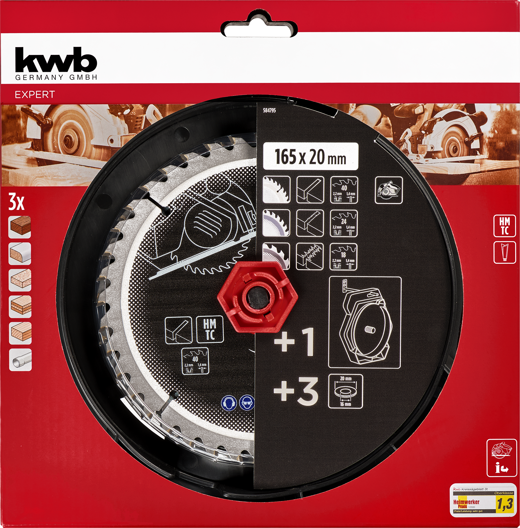 Kwb Kreissägeblattsatz 3t, 165 x 20 mm