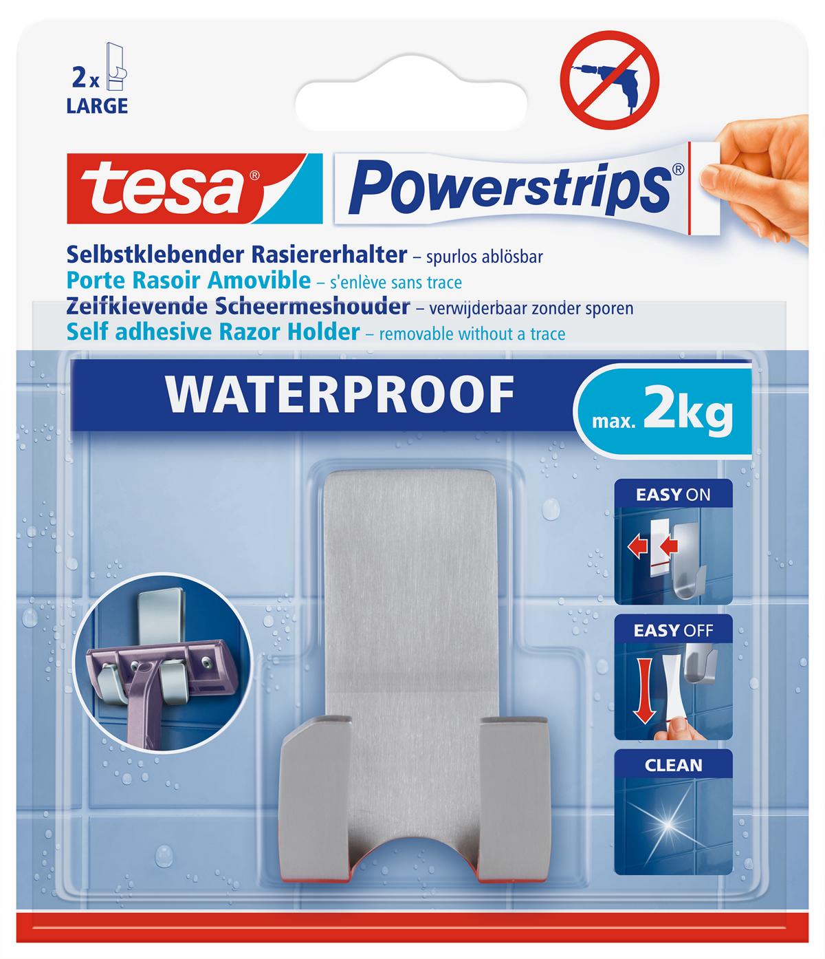 tesa Powerstrips Selbstklebeneder Rasiererhalter Waterproof  Zoom, Metall