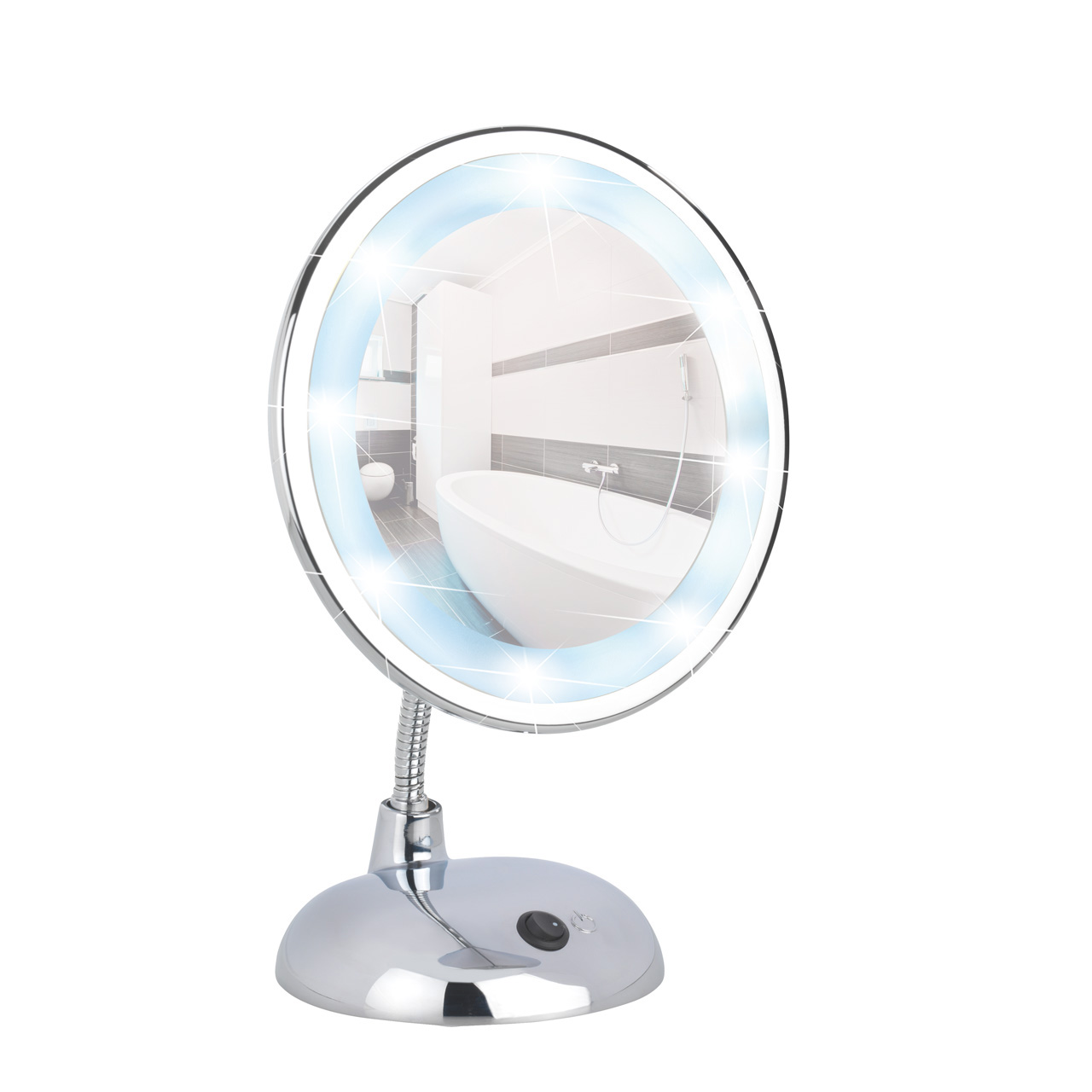 370740-LED-Kosmetik-Standspiegel-Style-chrom_FS_02 WENKO STYLE LED KOSMETIK-STANDSPIEGEL CHROM