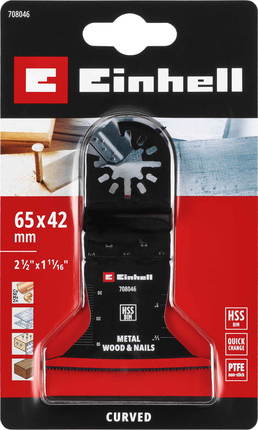 Einhell HSS-BiM-Tauchsägeblatt mit Universalaufnahme, curved, 65 x 42 mm
