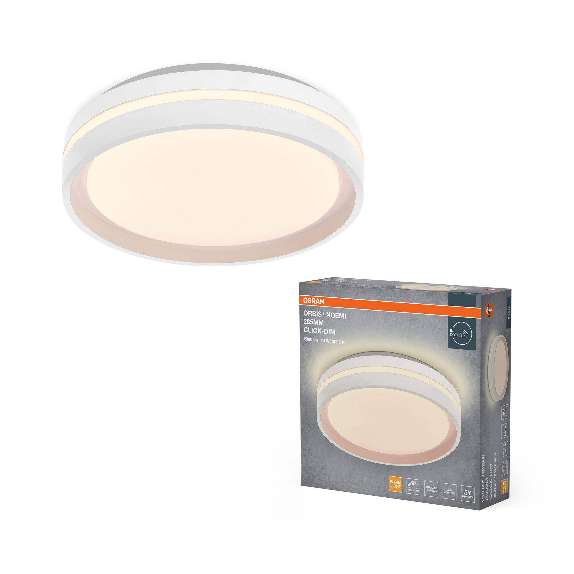 Osram Led Deckenleuchte "Orbis Noemi", 285 mm, 16W, 830, weiß