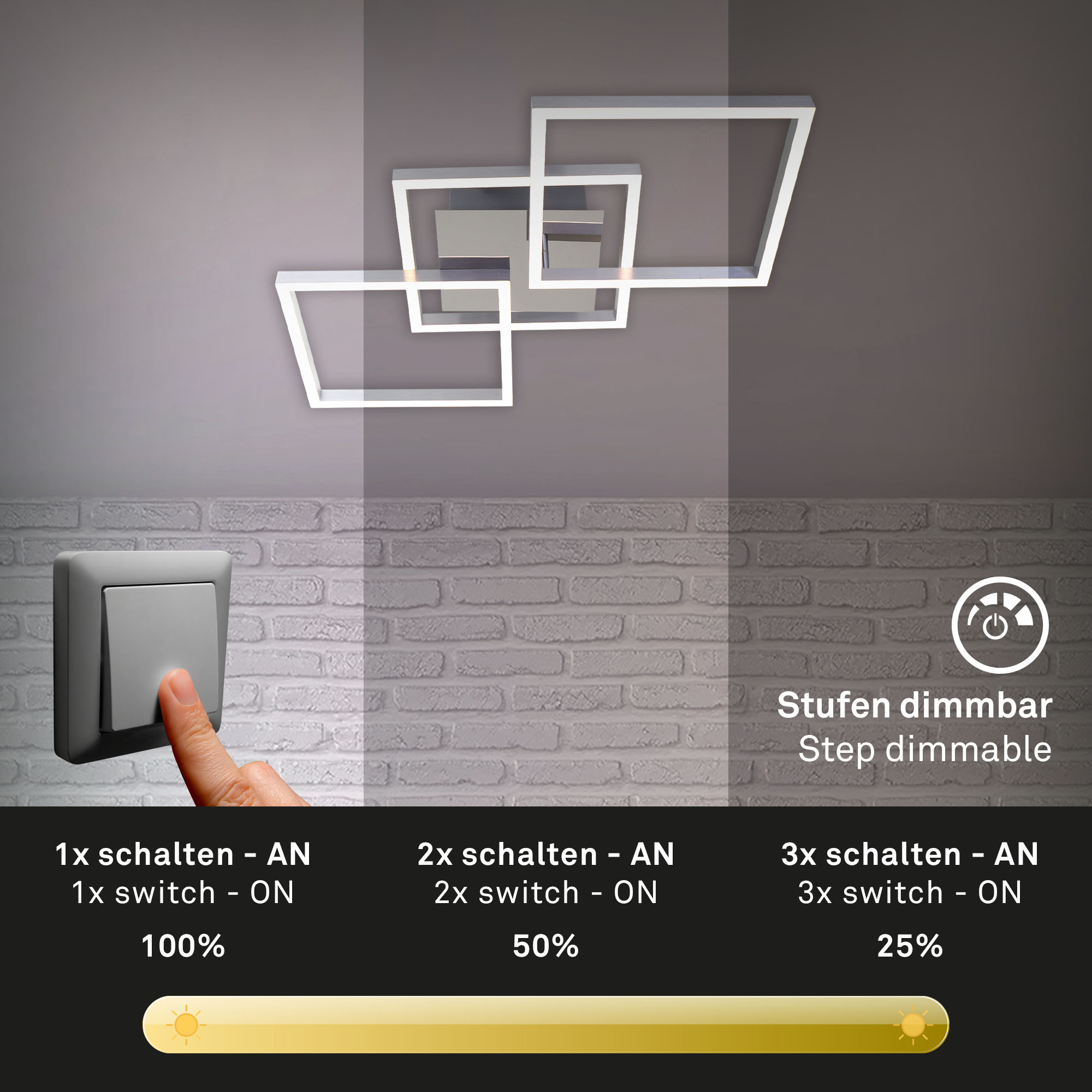 Briloner LED Deckenleuchte, 76,3 cm, alu-chrom Briloner LED Deckenleuchte, 76,3 cm, alu-chrom