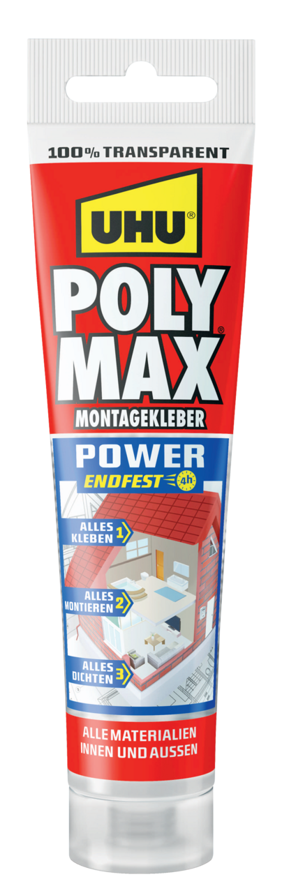 Uhu POLY MAX Montagekleber POWER transparent, Tube 115 g