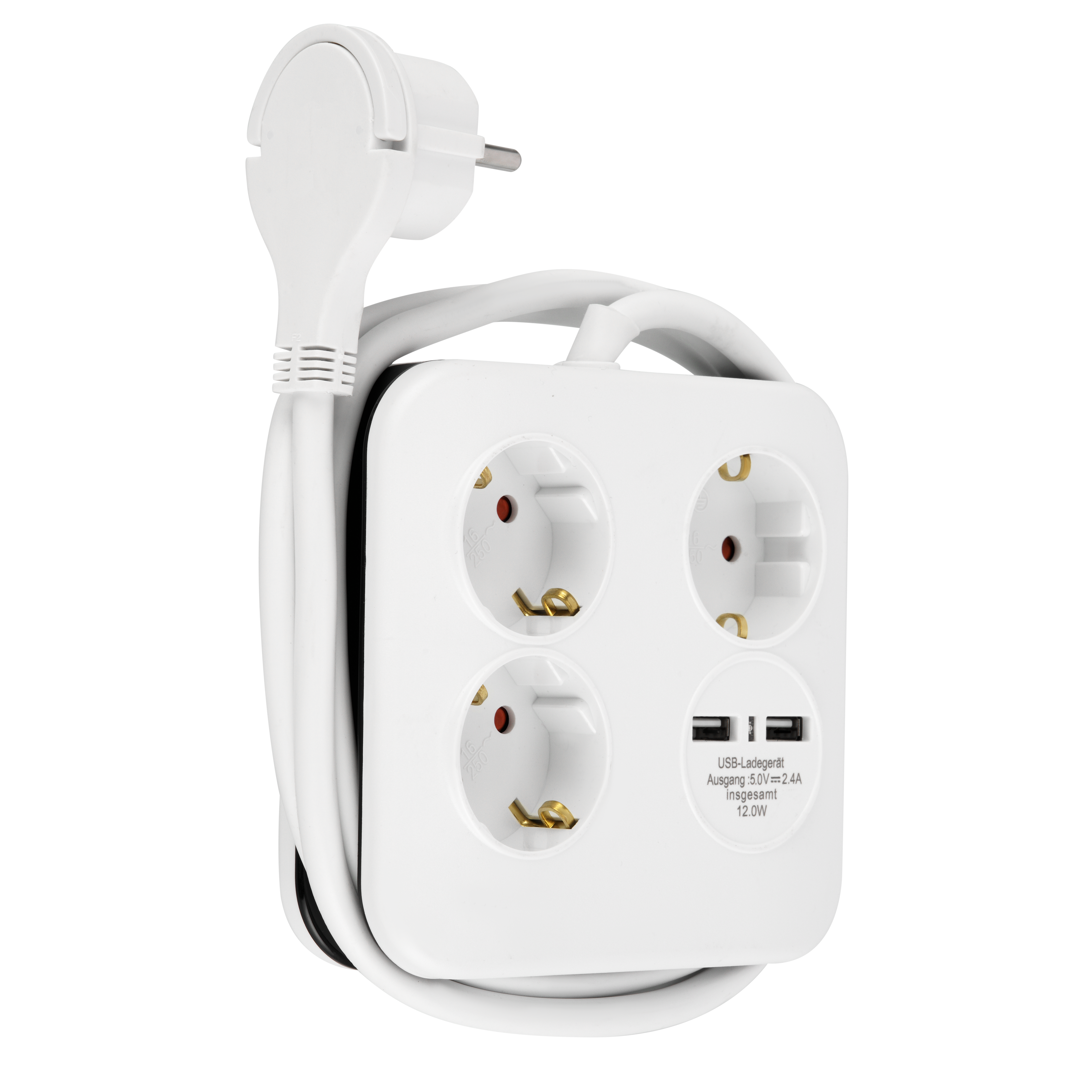 Steckdosenleiste P-Quad 3-fach, USB, 1,4m