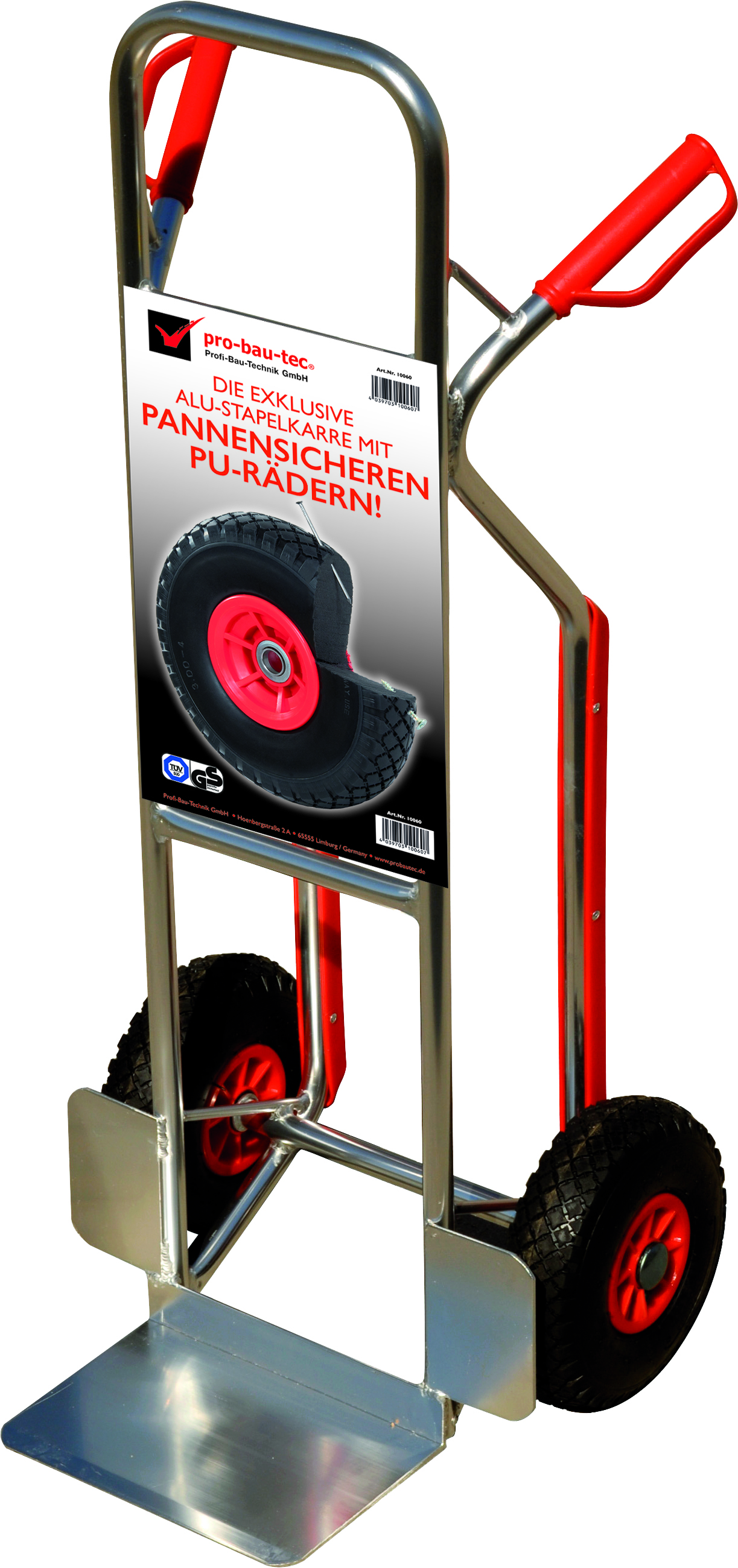 496091-10060 Pro-Bau-Tec Alu Sackkarre mit Treppenrutsche