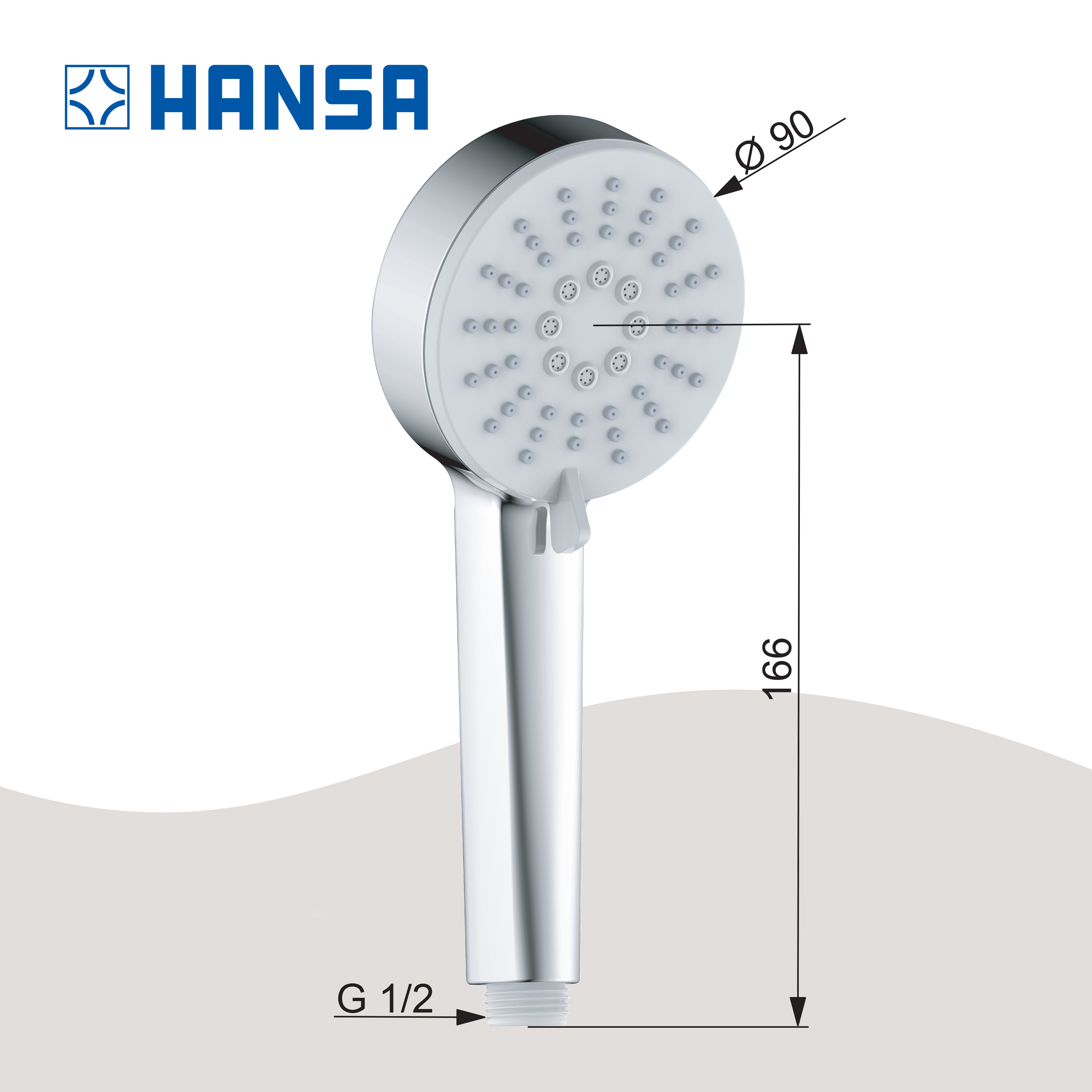 Hansa PICO Handbrause, 3 strahlig, chrom