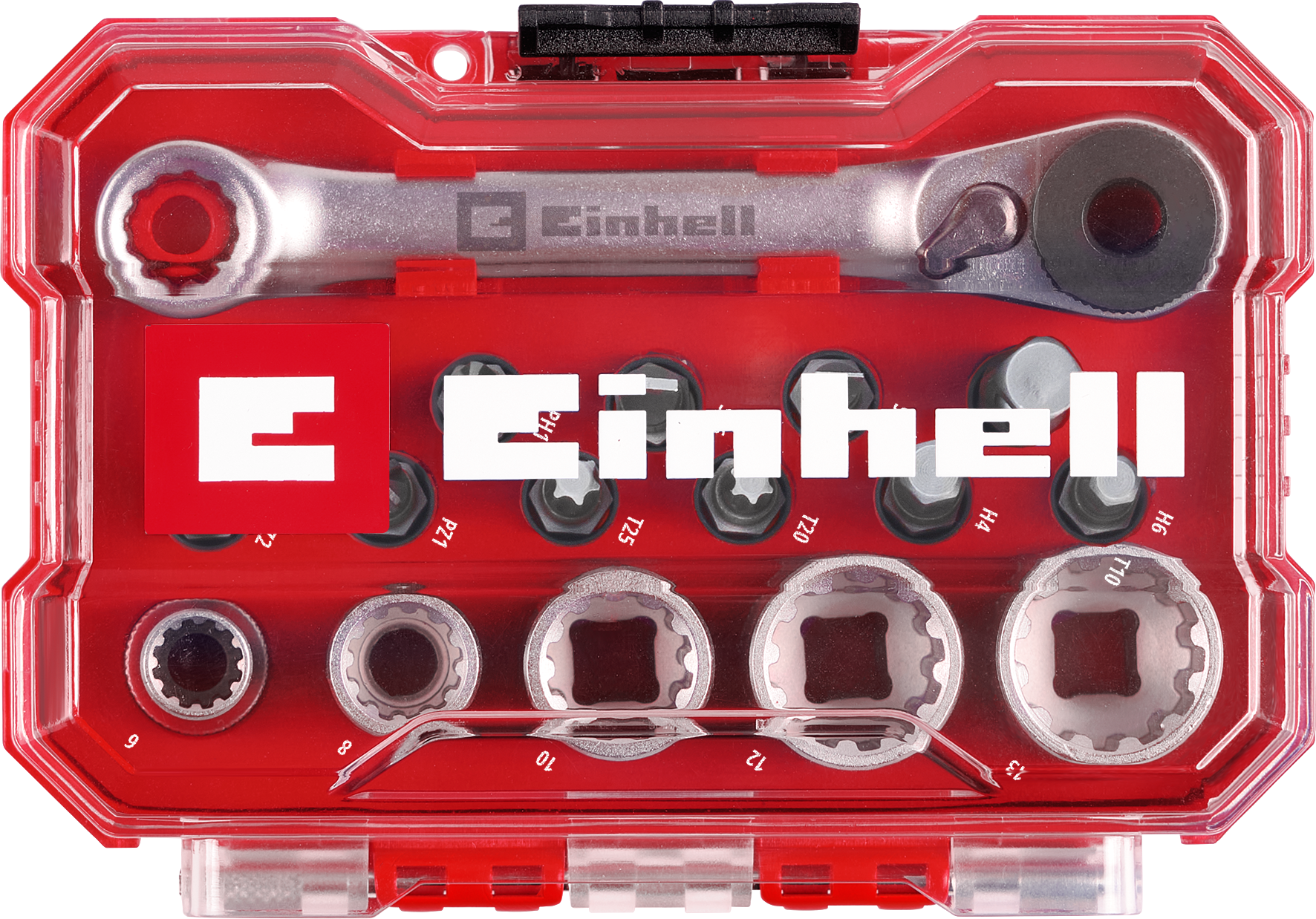 Einhell Bit- und Stecknuss-Set aus S2-Stahl mit Gürtelclip, XS-CASE, 17-tlg.