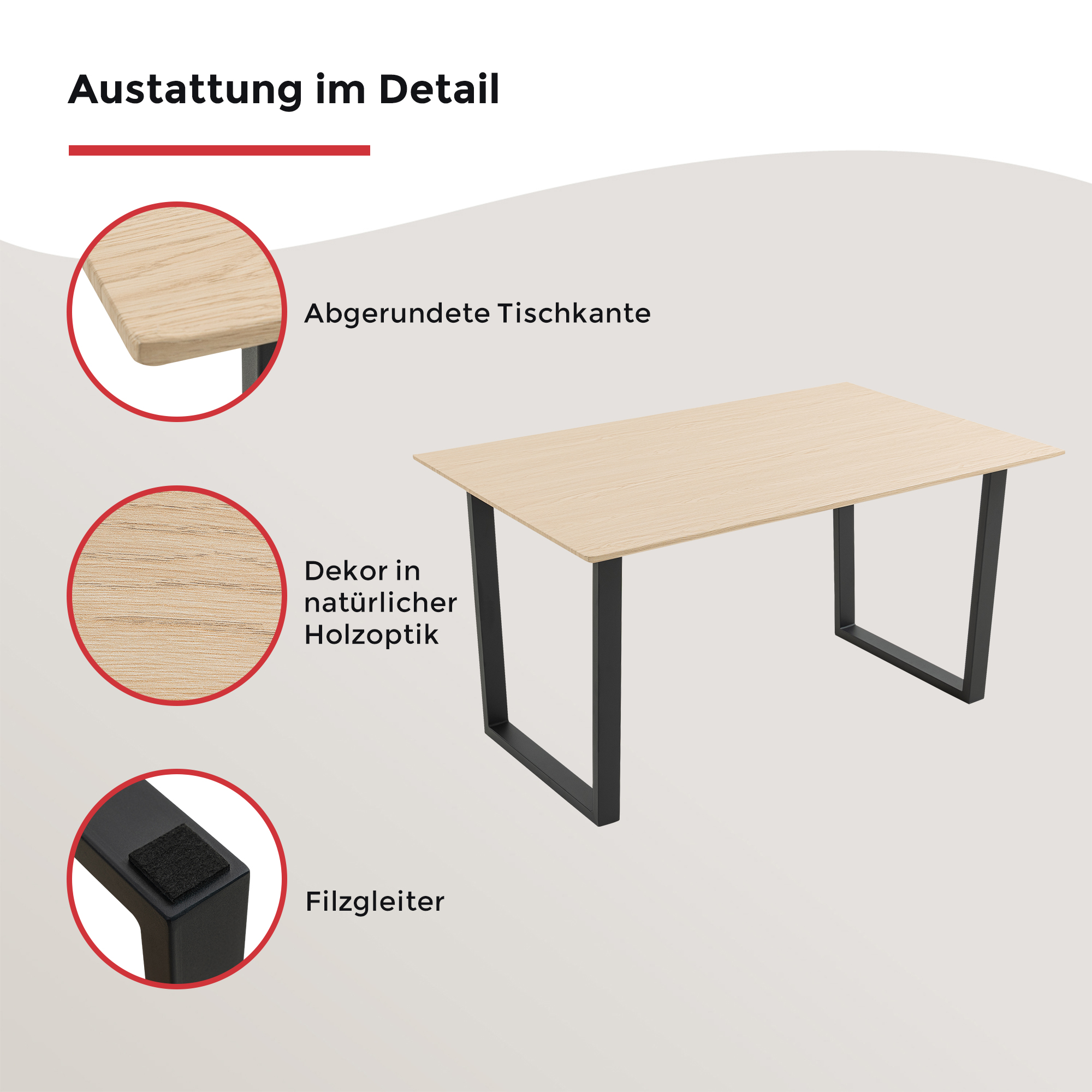 Duo Collection Tisch Nala Eiche/Metall, schwarz