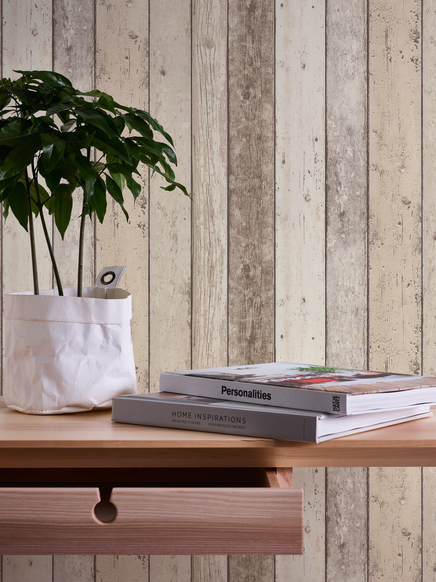 A.S. Création Vliestapete, holzoptik beige creme – paneeltapete im vintage shabby chic stil