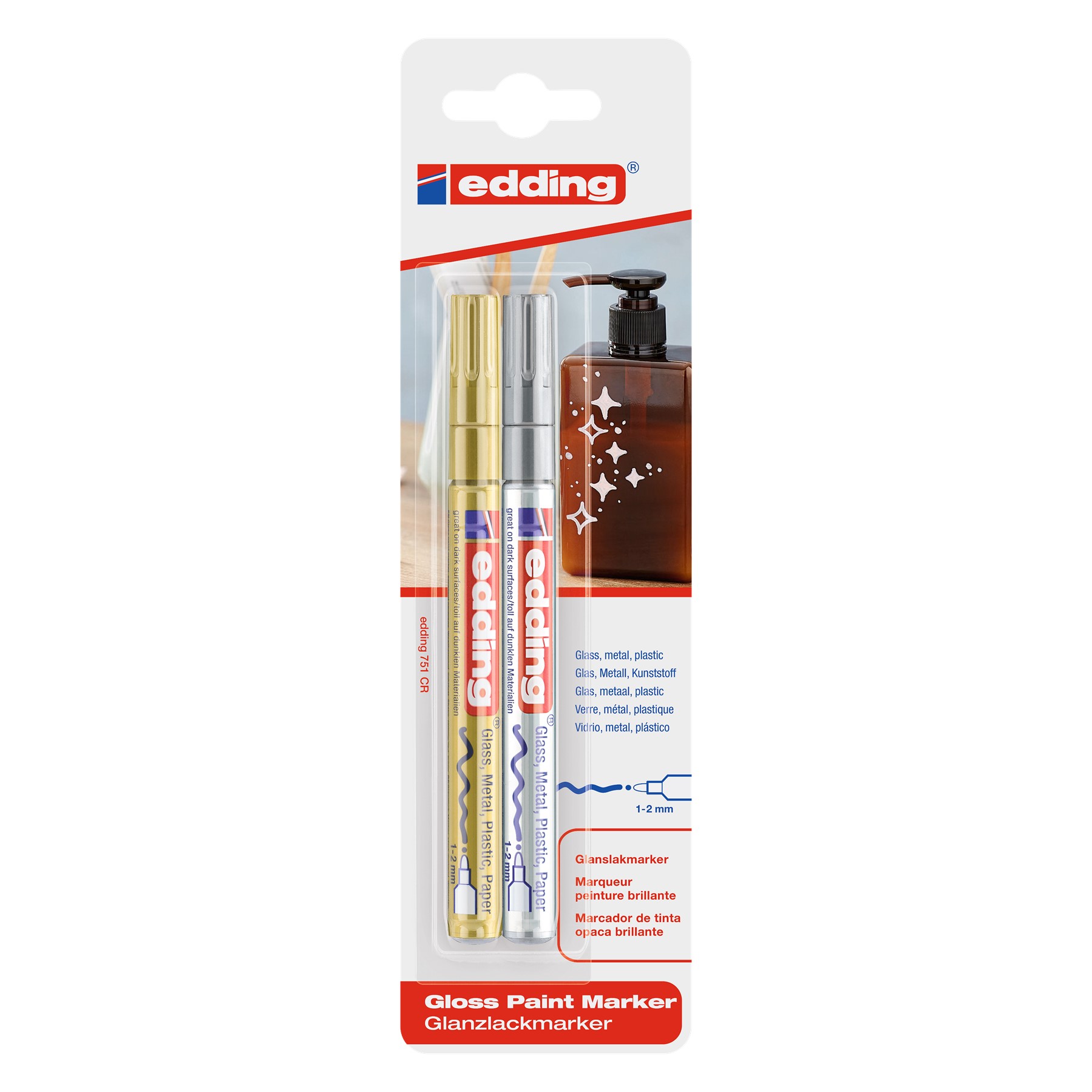e-751_2_gold_silver_4004764793679 Edding 751/2 Paintmarker, gold/silber