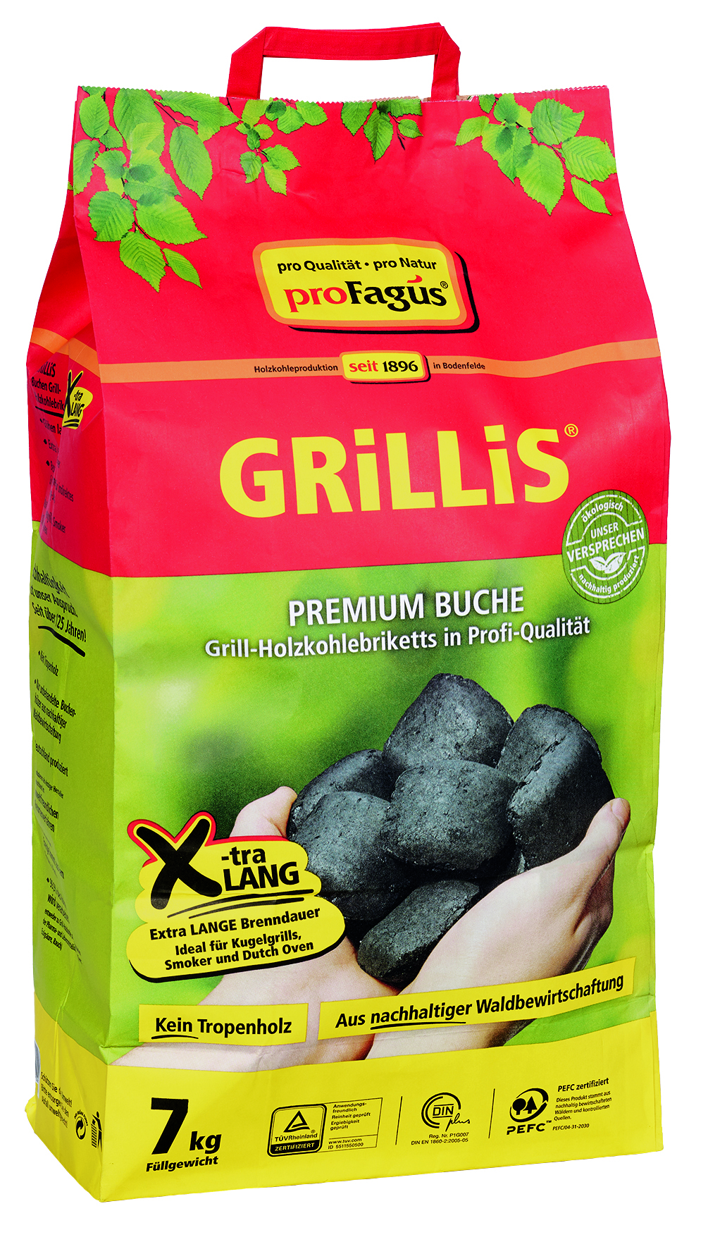 proFagus Premium Buchen Grill-Holzkohlebriketts - GRiLLiS, 7 kg proFagus Premium Buchen Grill-Holzkohlebriketts - GRiLLiS, 7 kg