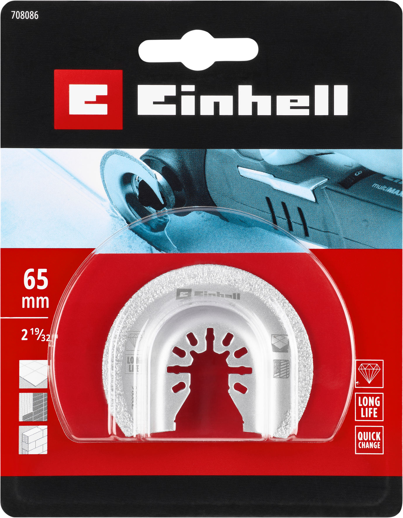 Einhell Diamant-Sägeblatt mit Universalaufnahme, halbrund, Ø 65 x 1,2 mm