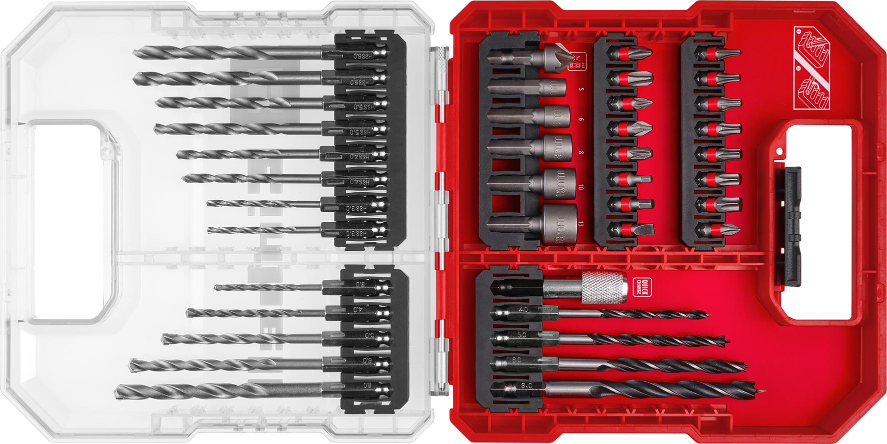 Einhell Bit- und Bohrer-Set für Holz, Stein und Metall, L-CASE, 40-tlg.